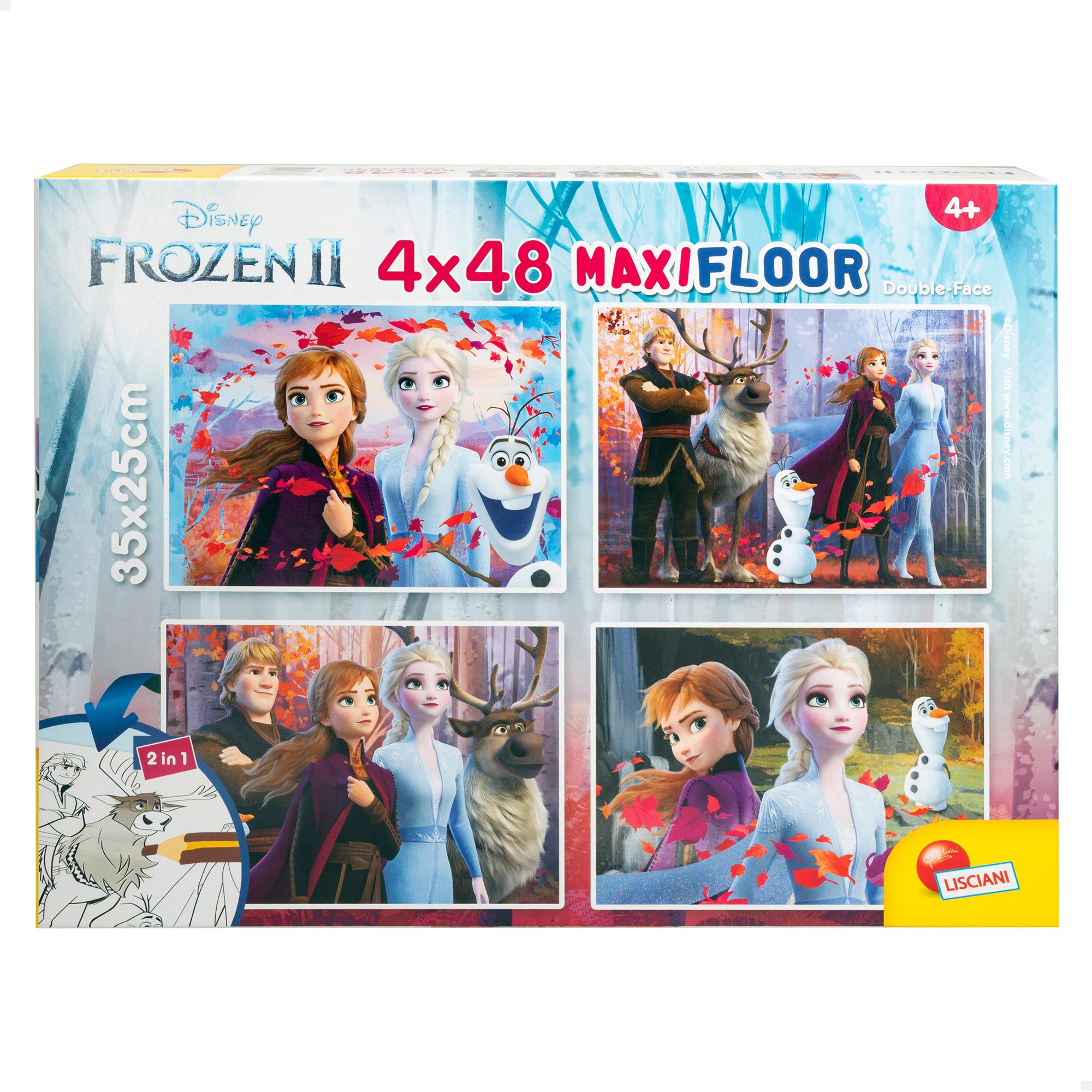 Conjunto de 4 puzzles para colorir de dupla face da Disney Frozen, 48 peças.