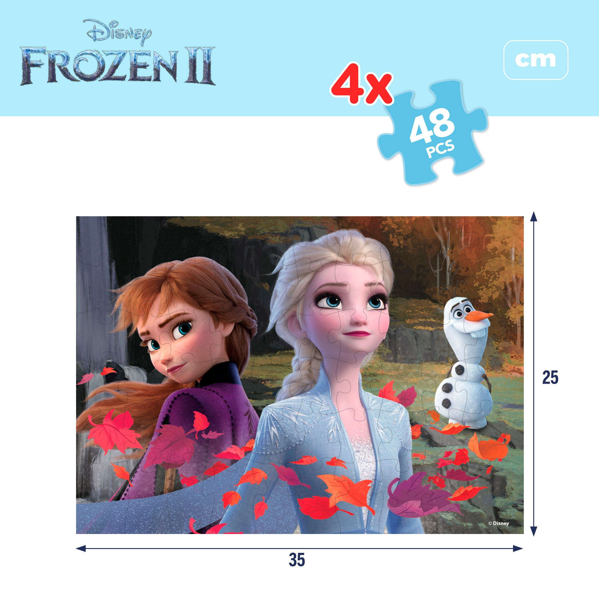 Conjunto de 4 puzzles para colorir de dupla face da Disney Frozen, 48 peças.