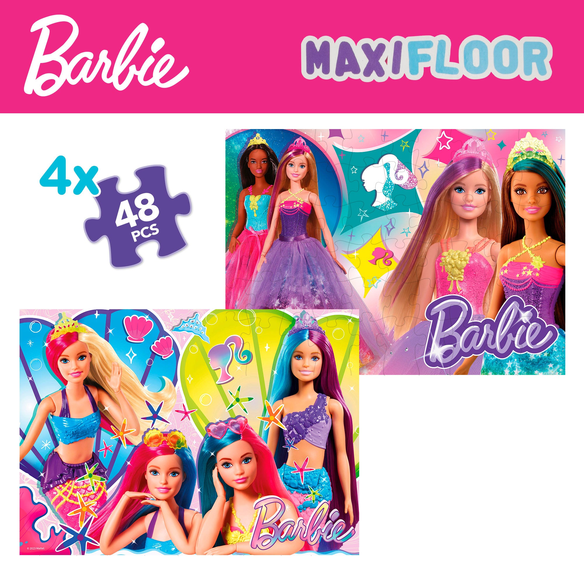 Conjunto de 4 puzzles Barbie, 48 peças