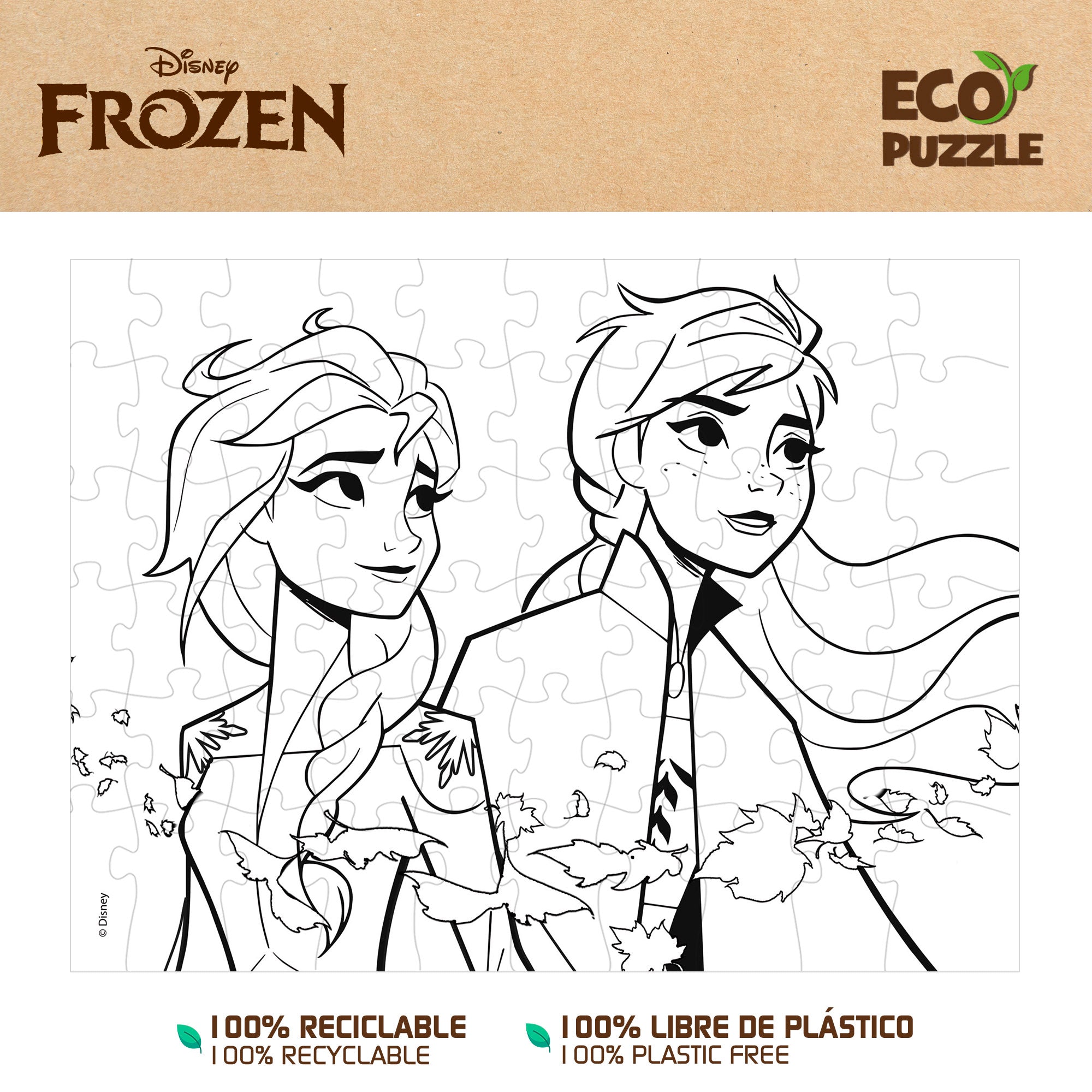 Puzzle Disney Frozen ECO de dupla face para colorir, 60 peças grandes