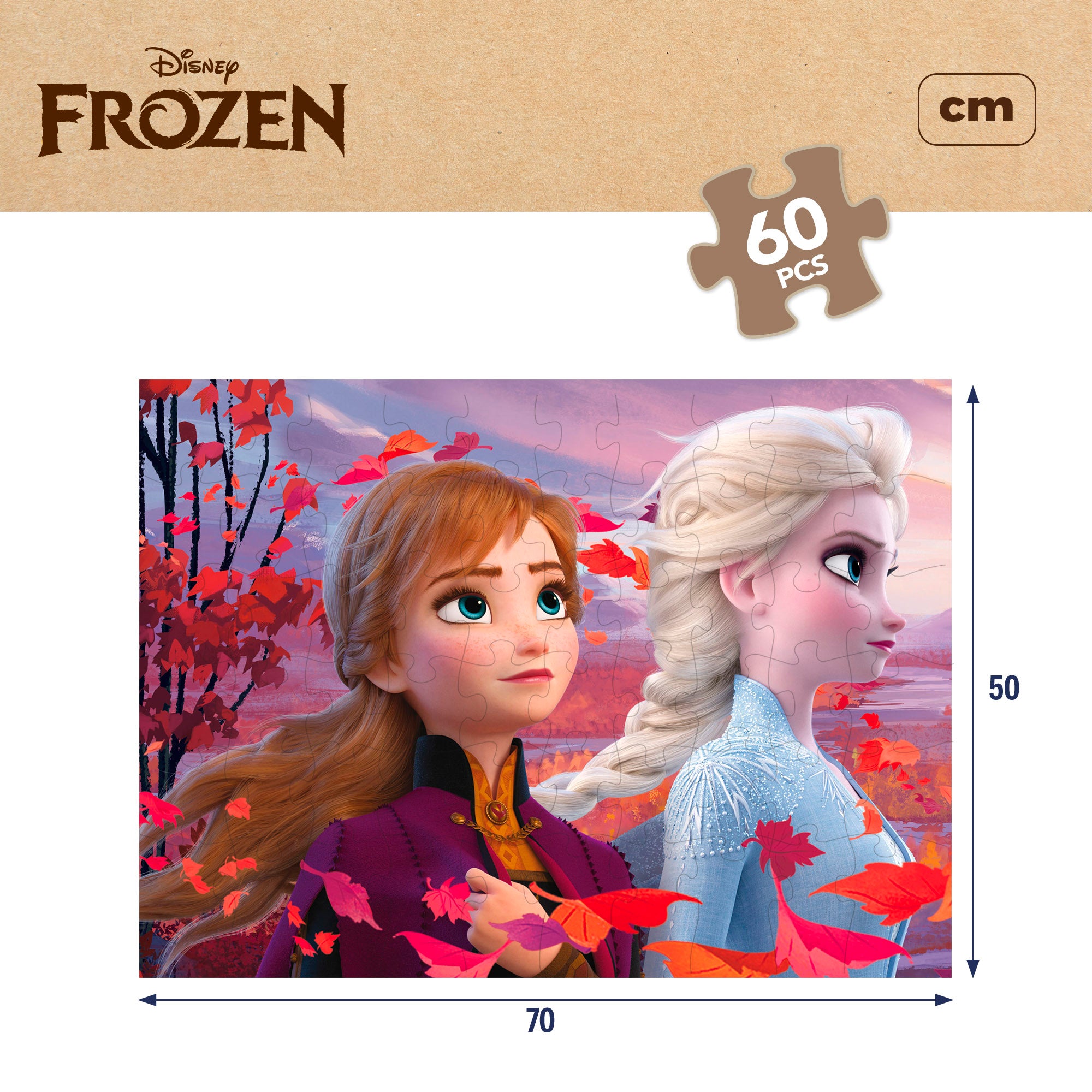 Puzzle Disney Frozen ECO de dupla face para colorir, 60 peças grandes