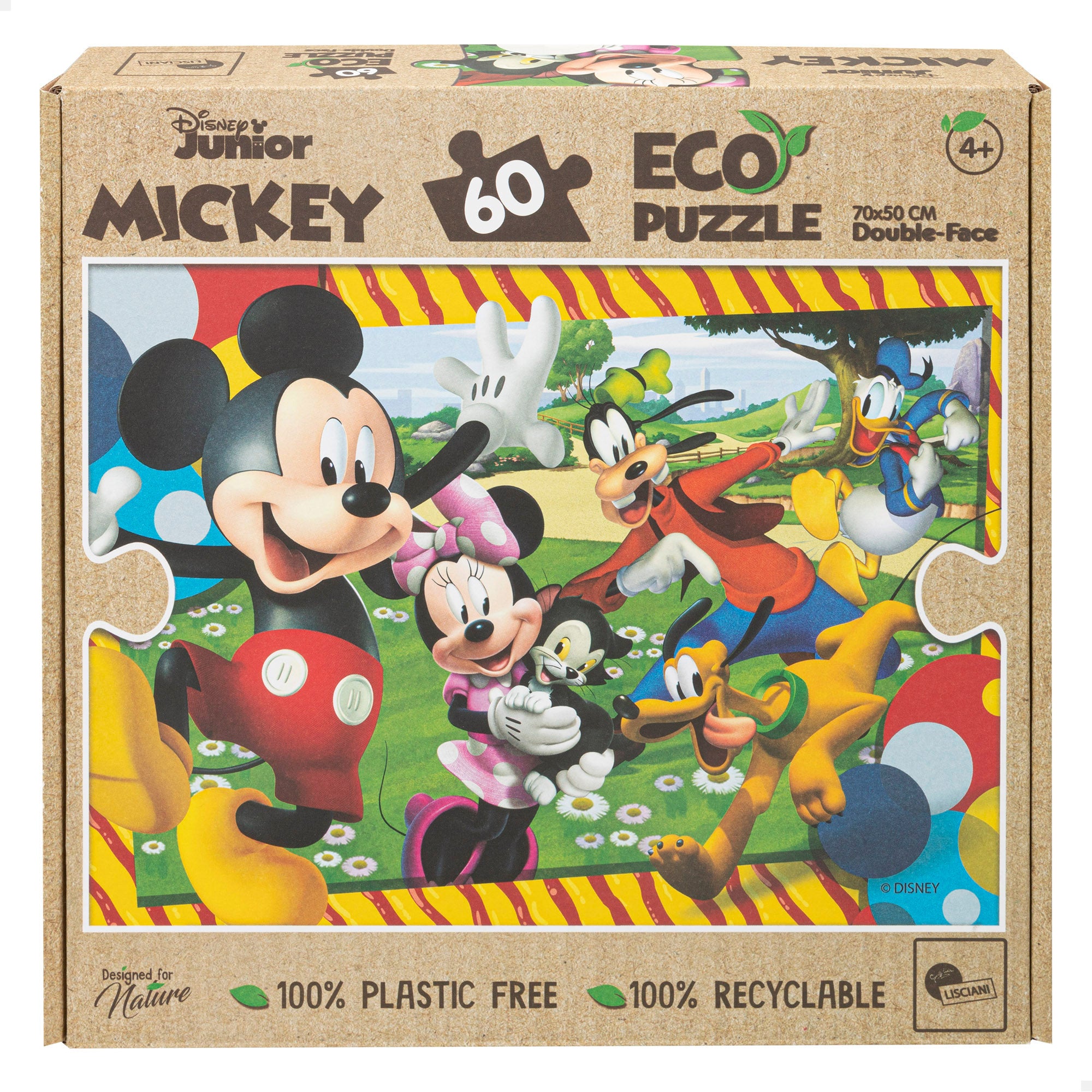 Puzzle ecológico de dupla face do Mickey Mouse da Disney para colorir, 60 peças grandes.
