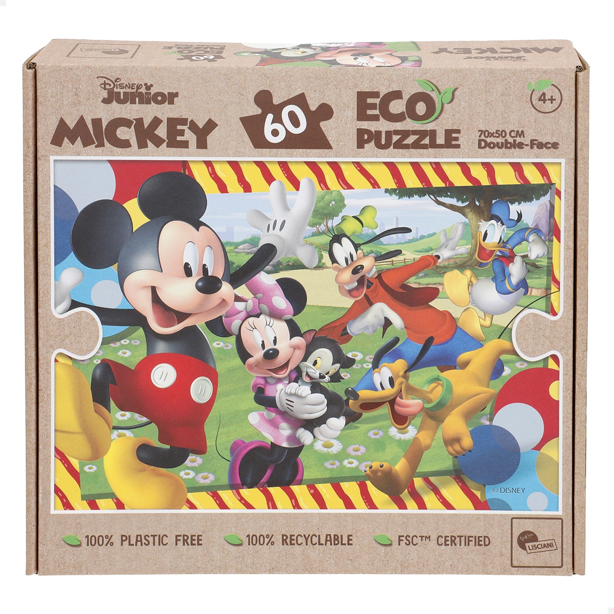 Puzzle ecológico de dupla face do Mickey Mouse da Disney para colorir, 60 peças grandes.