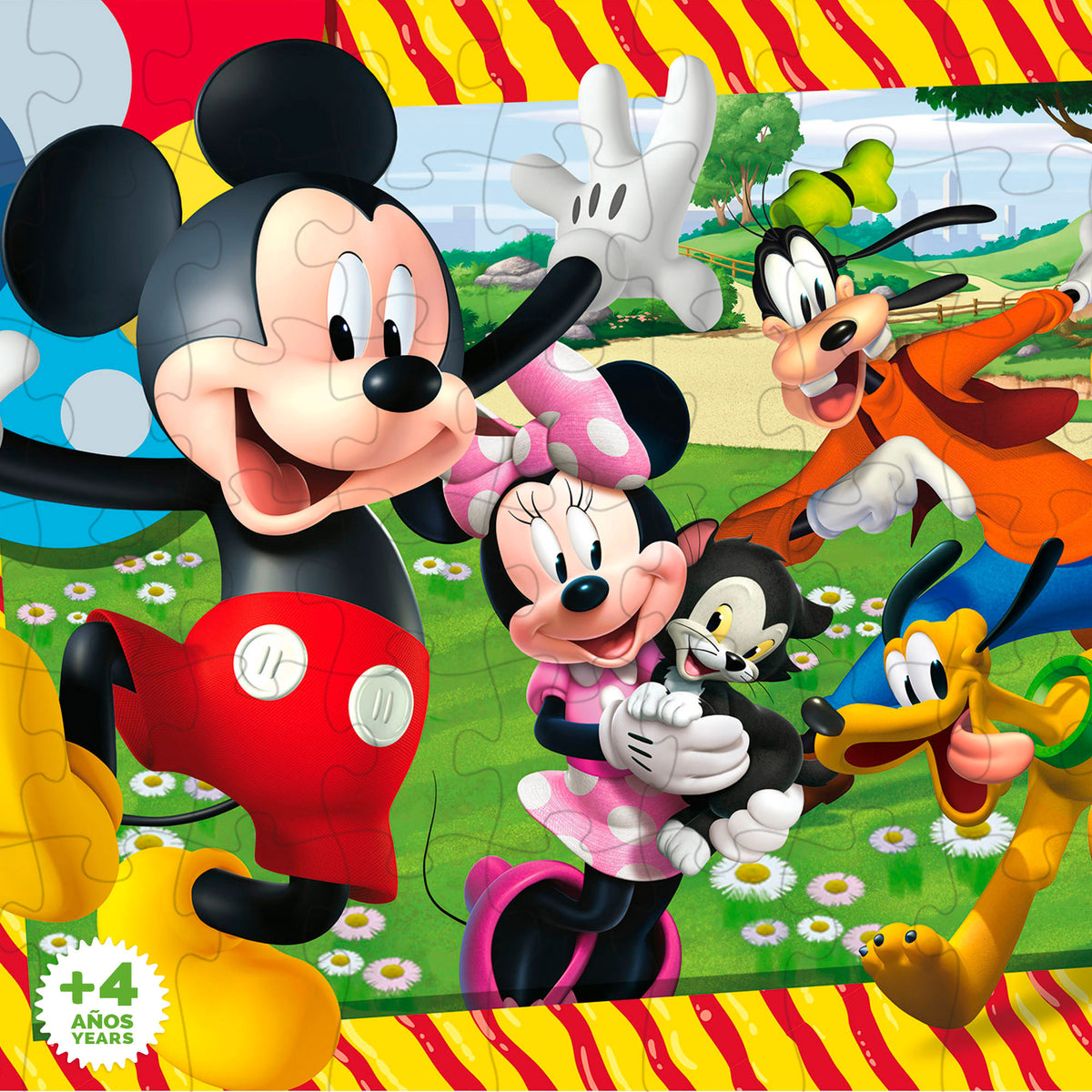 Puzzle ecológico de dupla face do Mickey Mouse da Disney para colorir, 60 peças grandes.