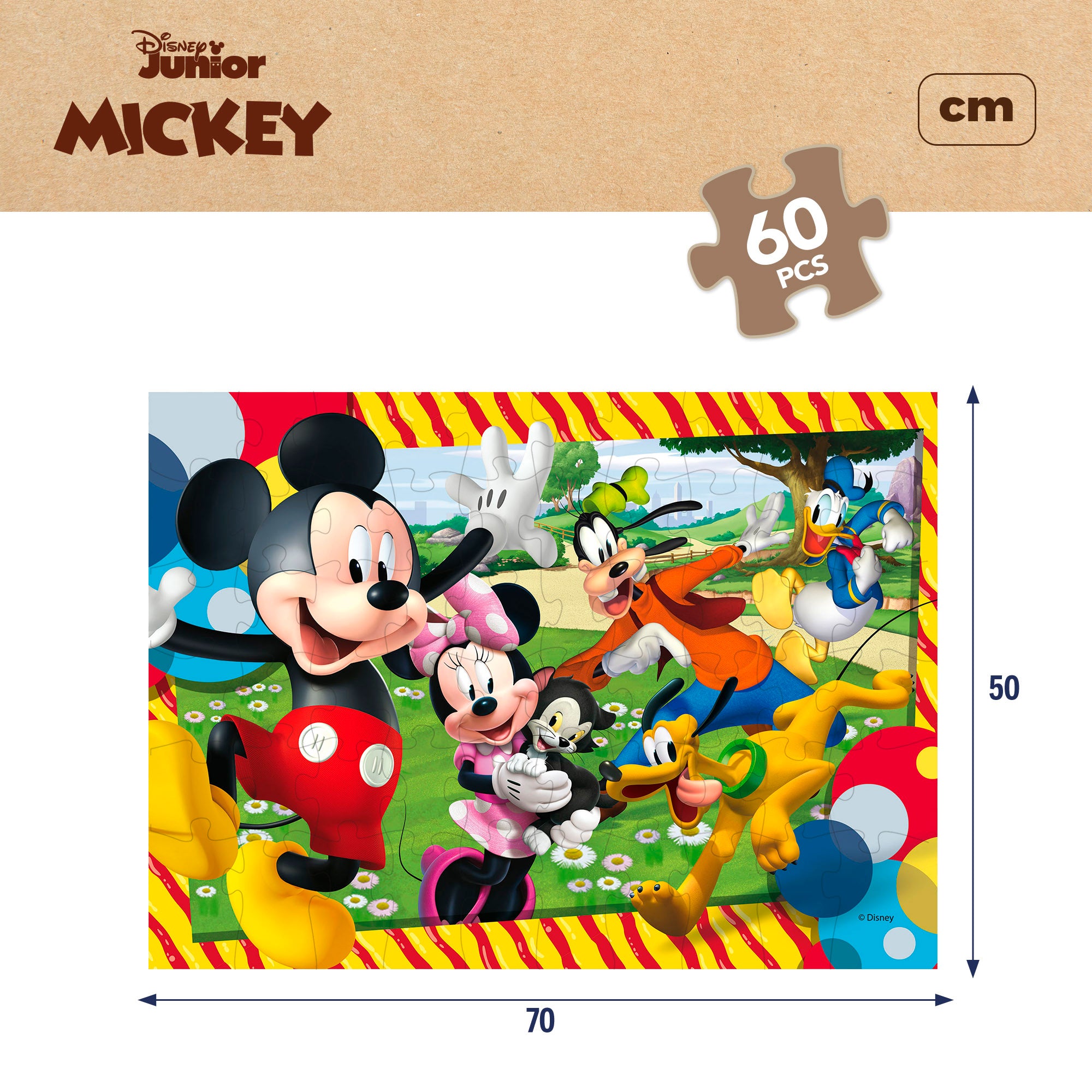 Puzzle ecológico de dupla face do Mickey Mouse da Disney para colorir, 60 peças grandes.