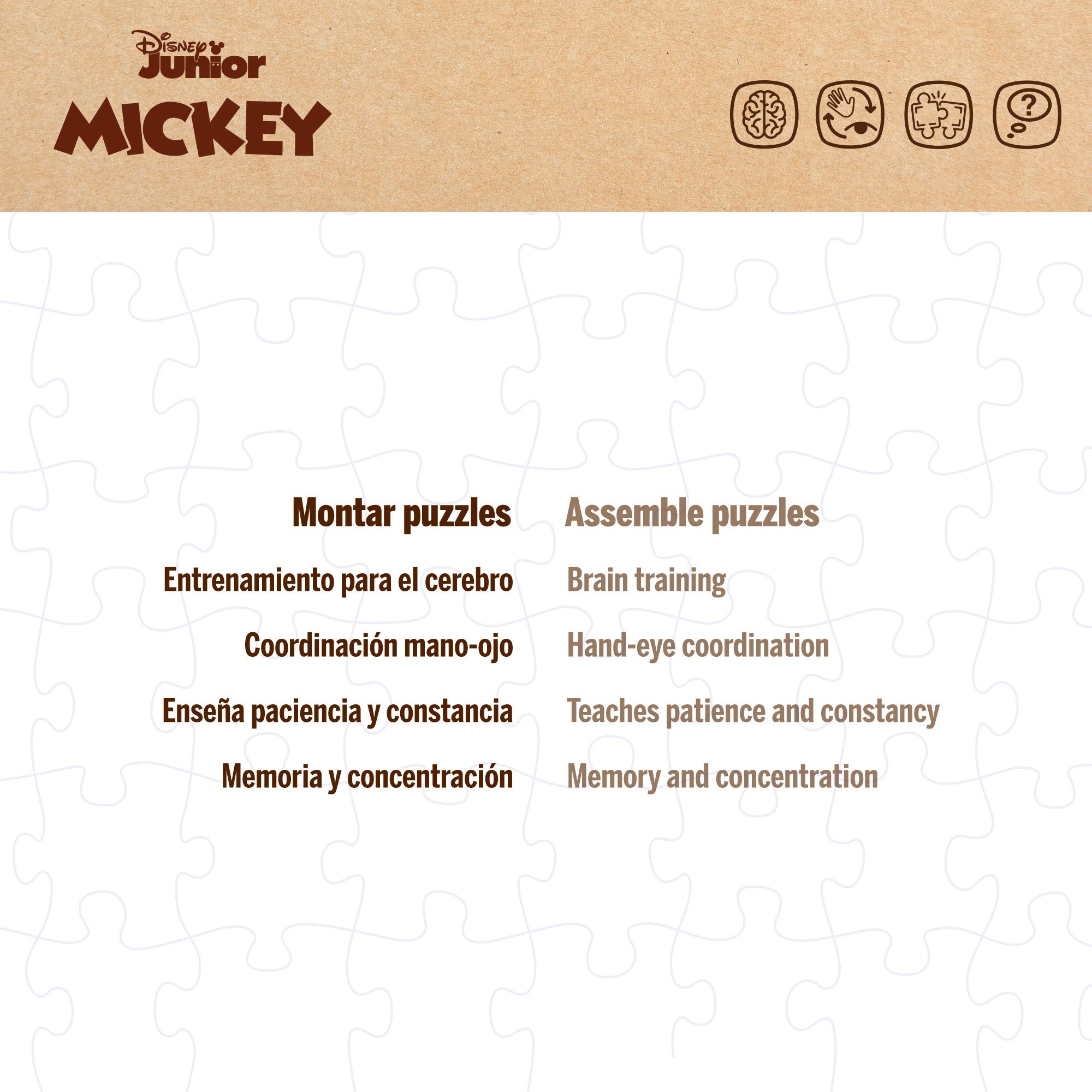 Puzzle ecológico de dupla face do Mickey Mouse da Disney para colorir, 60 peças grandes.