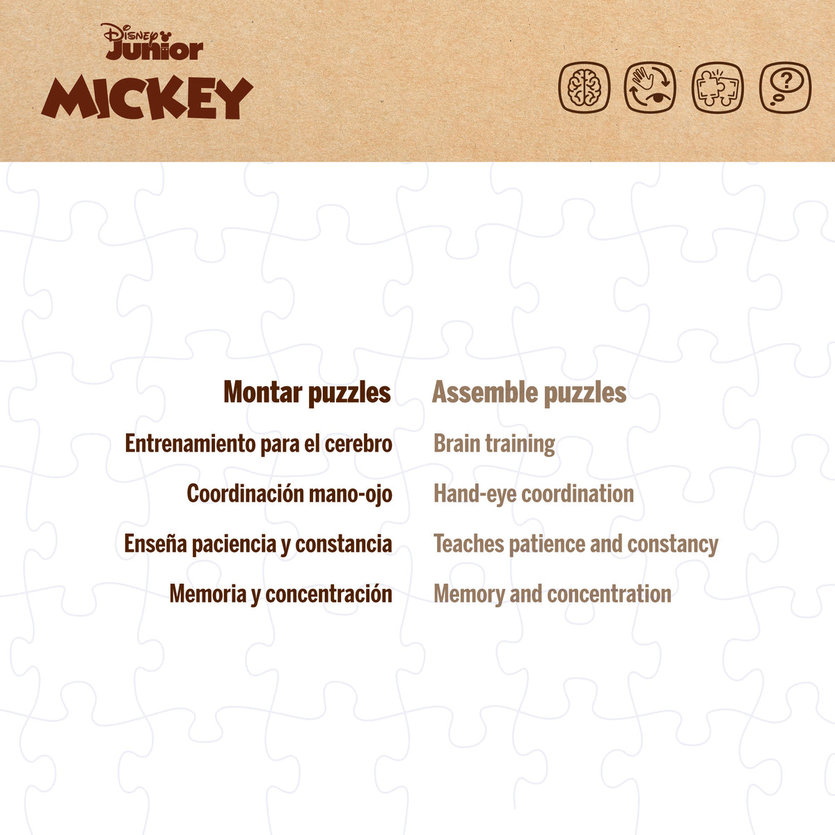 Puzzle ecológico de dupla face do Mickey Mouse da Disney para colorir, 60 peças grandes.