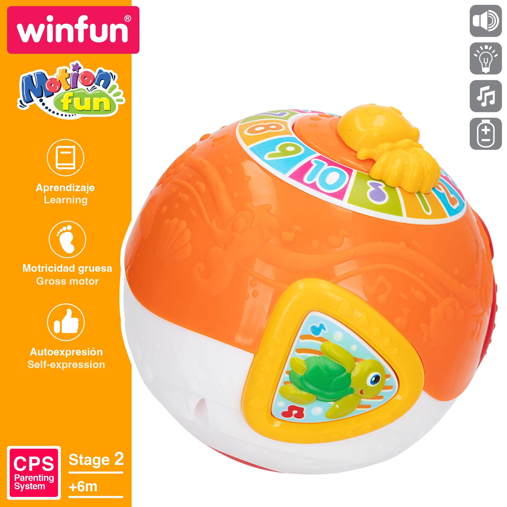 Bola interativa Winfun para bebés com sons e melodias