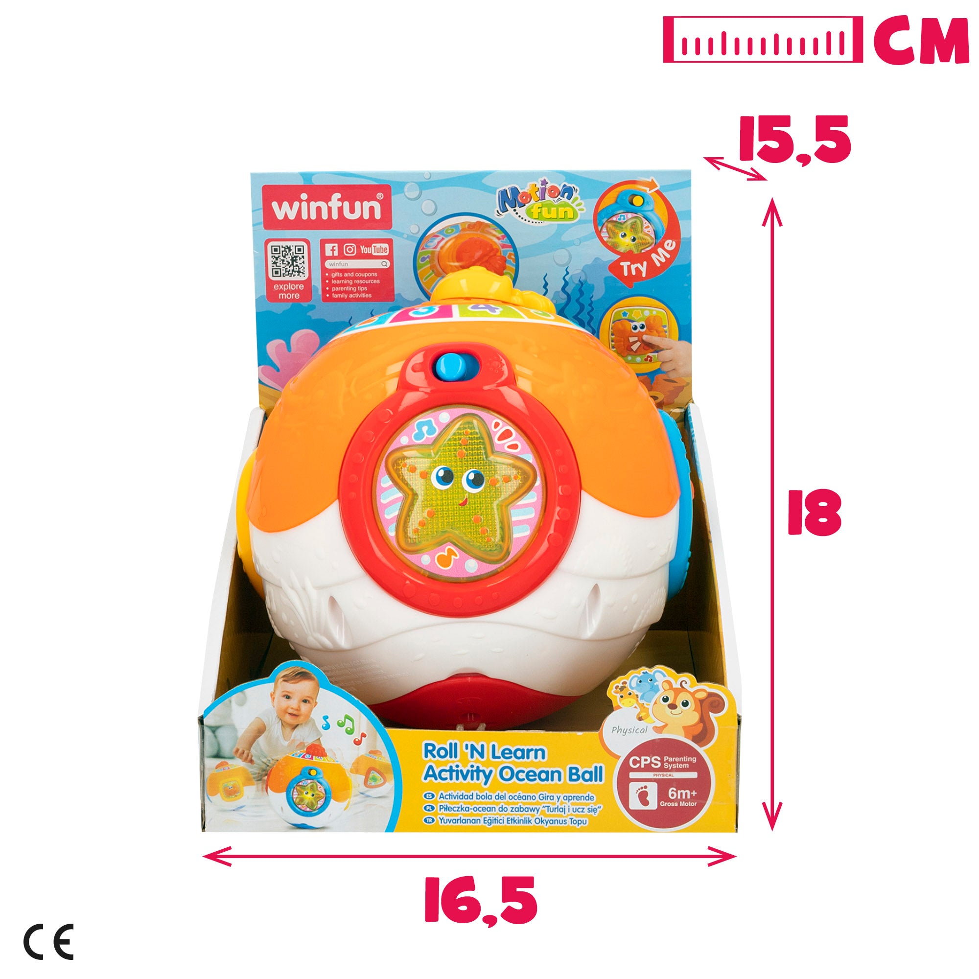 Bola interativa Winfun para bebés com sons e melodias