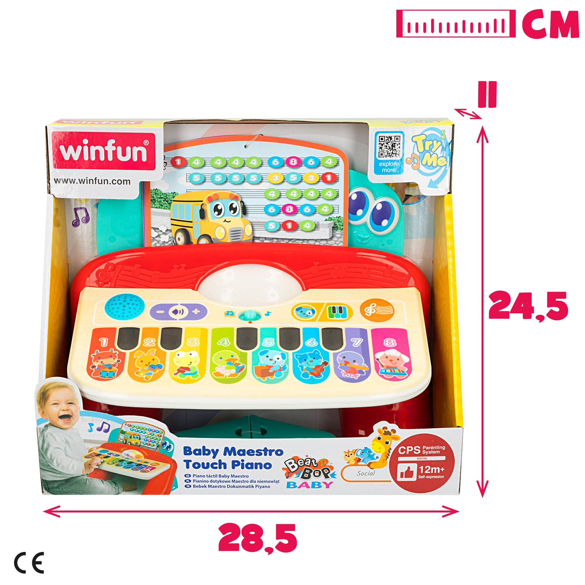 Piano de toque Winfun para bebé com luz, som e melodias