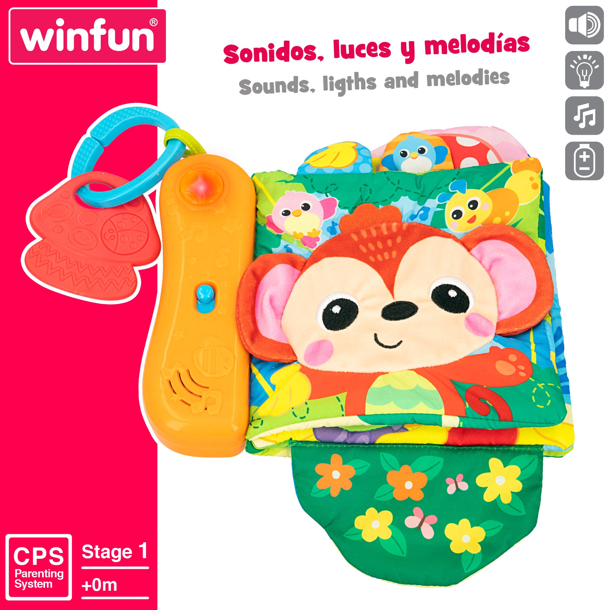 Livro sensorial para bebés com animais da selva da Winfun