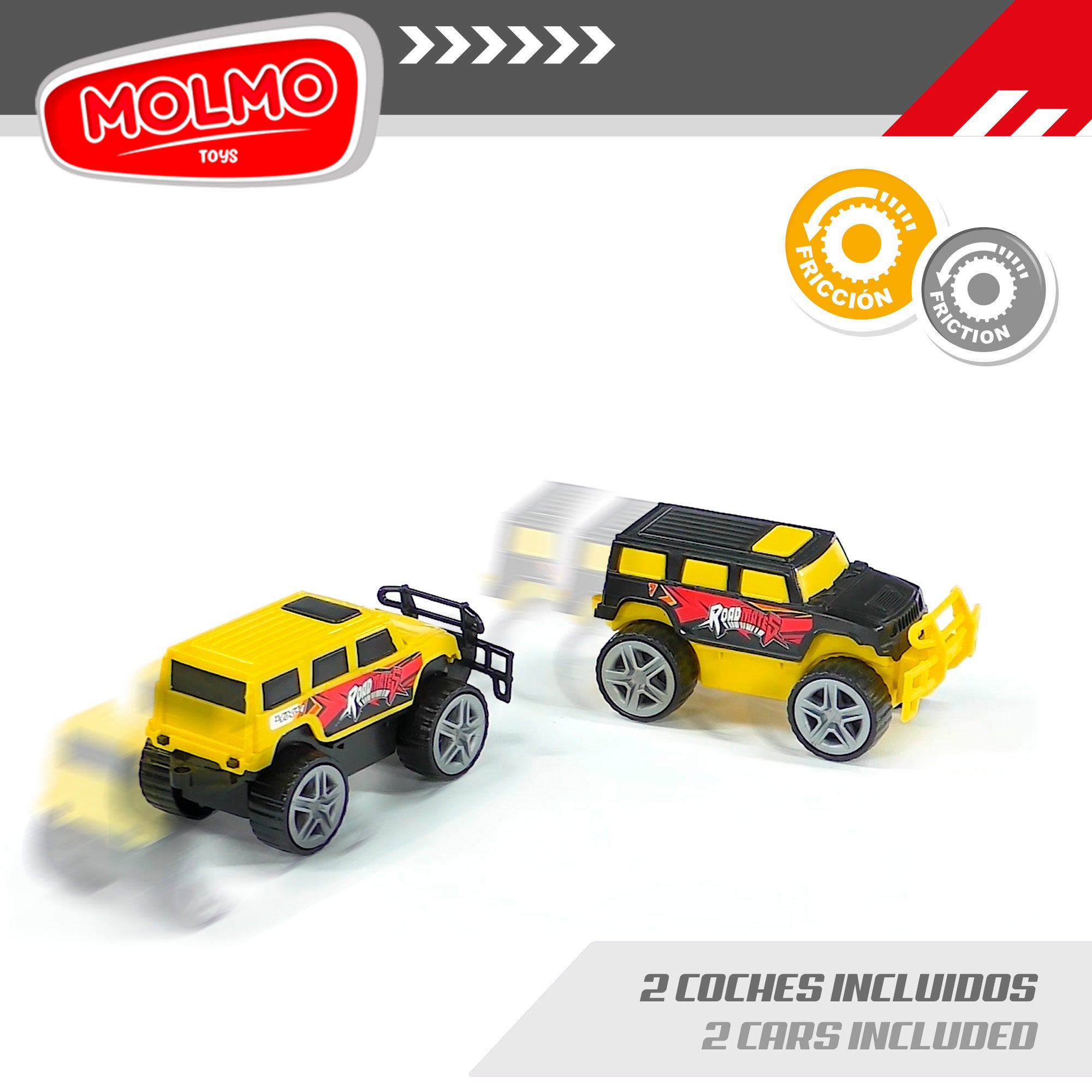 Camião transportador de carros COLORBABY com fricção e 2 carros 4x4