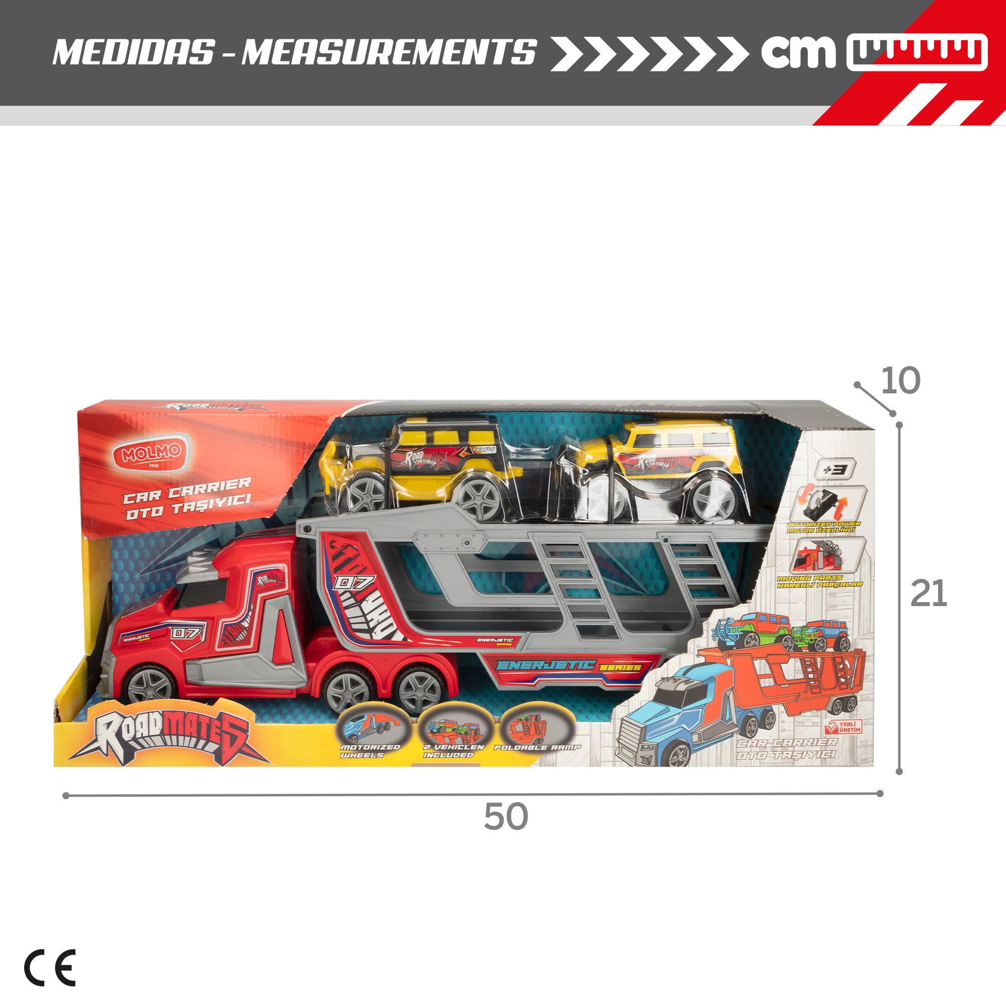 Camião transportador de carros COLORBABY com fricção e 2 carros 4x4