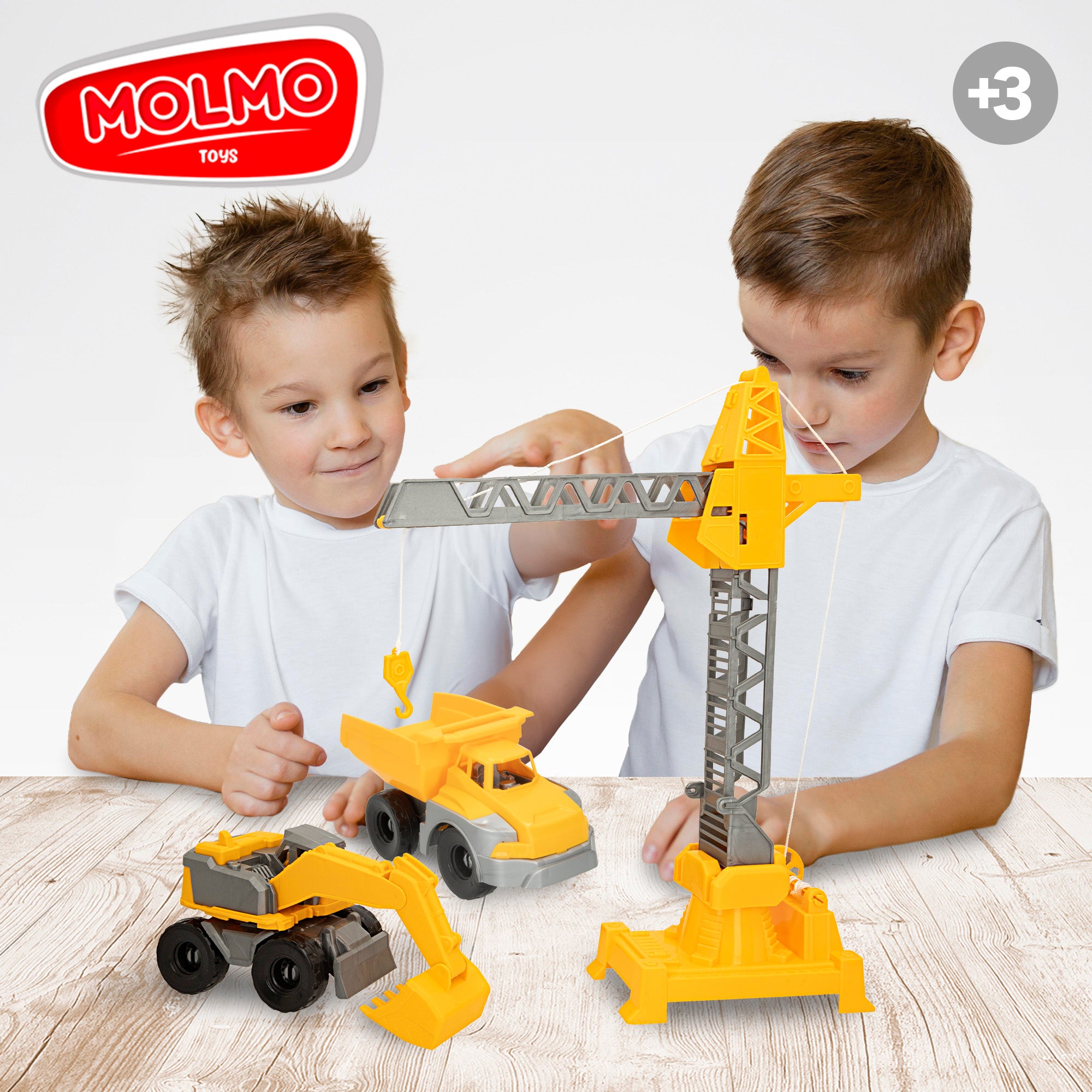 Conjunto de 2 veículos e 2 máquinas de construção COLORBABY