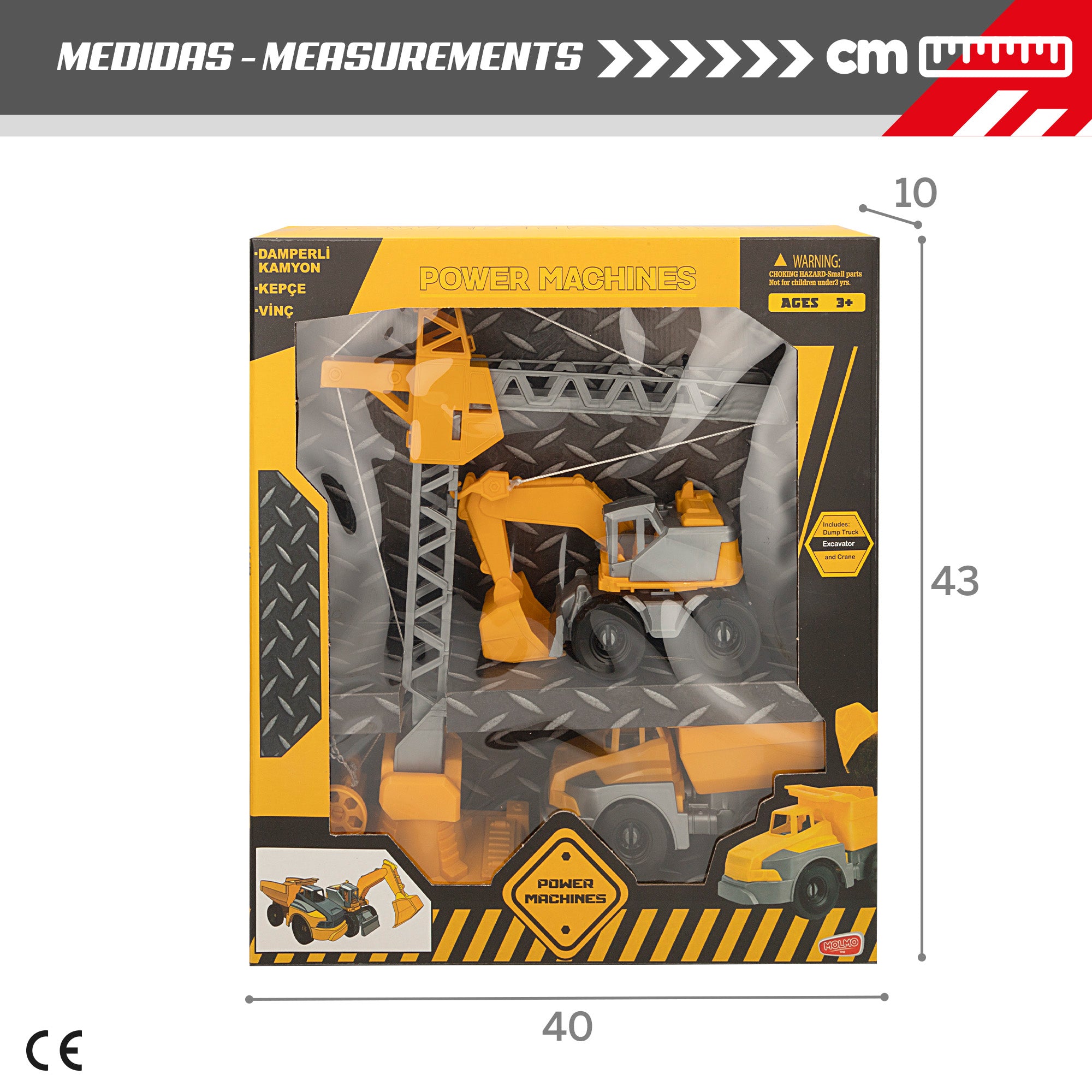 Conjunto de 2 veículos e 2 máquinas de construção COLORBABY