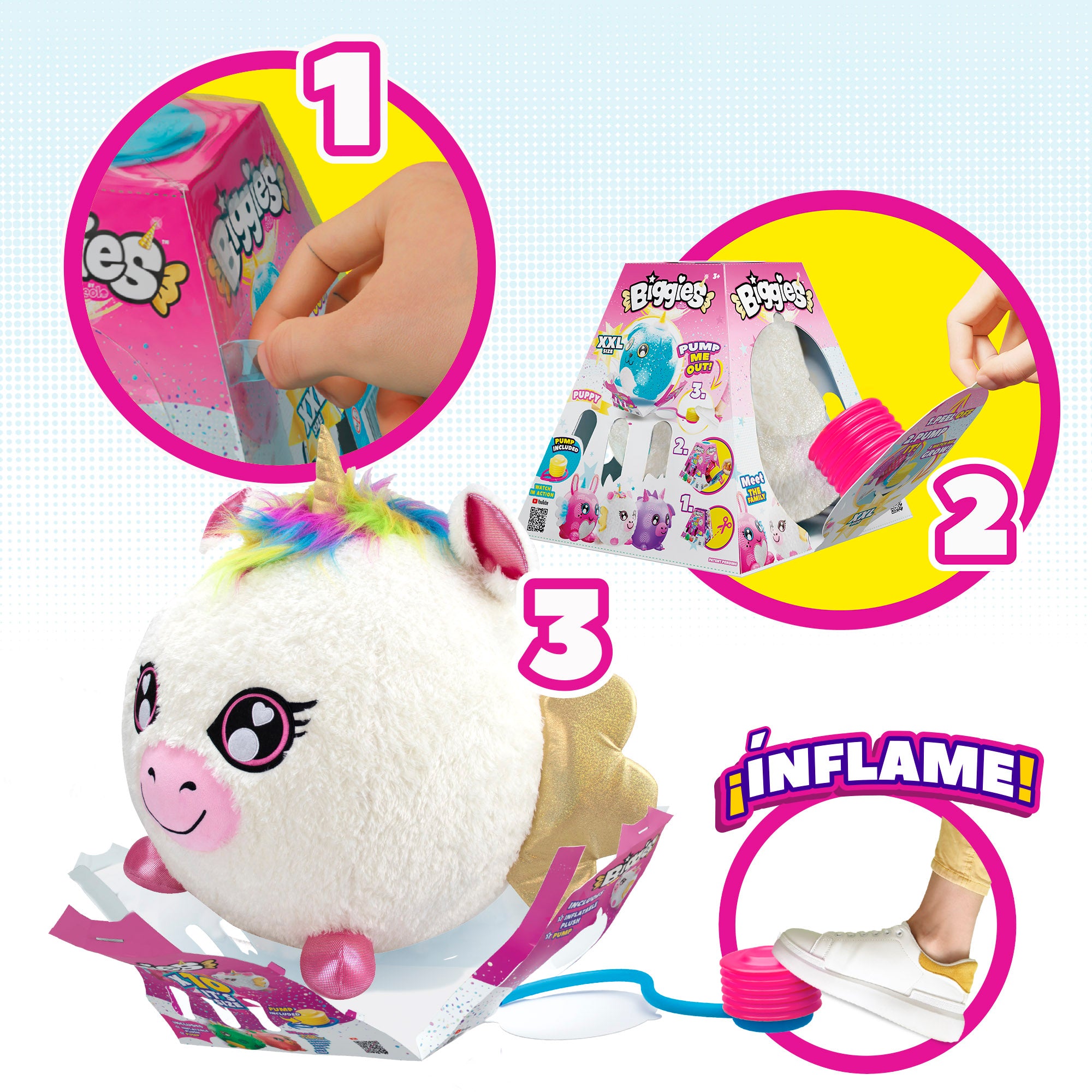 Unicórnio de peluche insuflável tamanho XXL da Biggies