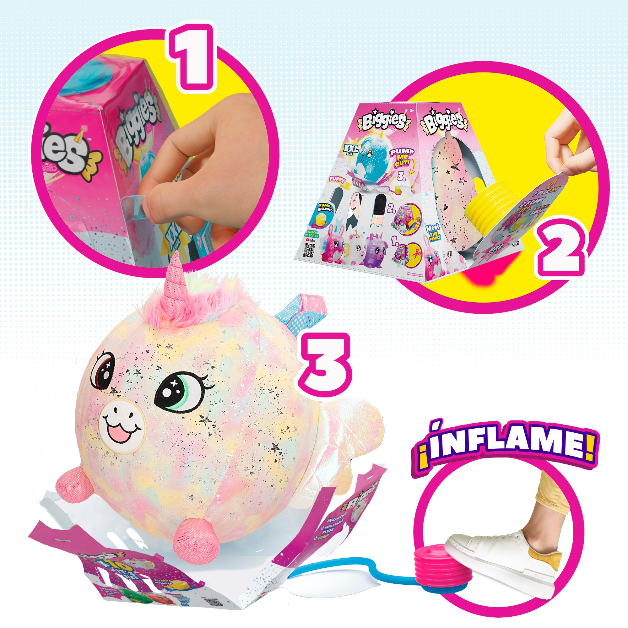 Unicórnio de peluche insuflável Biggies XXL Fantasia
