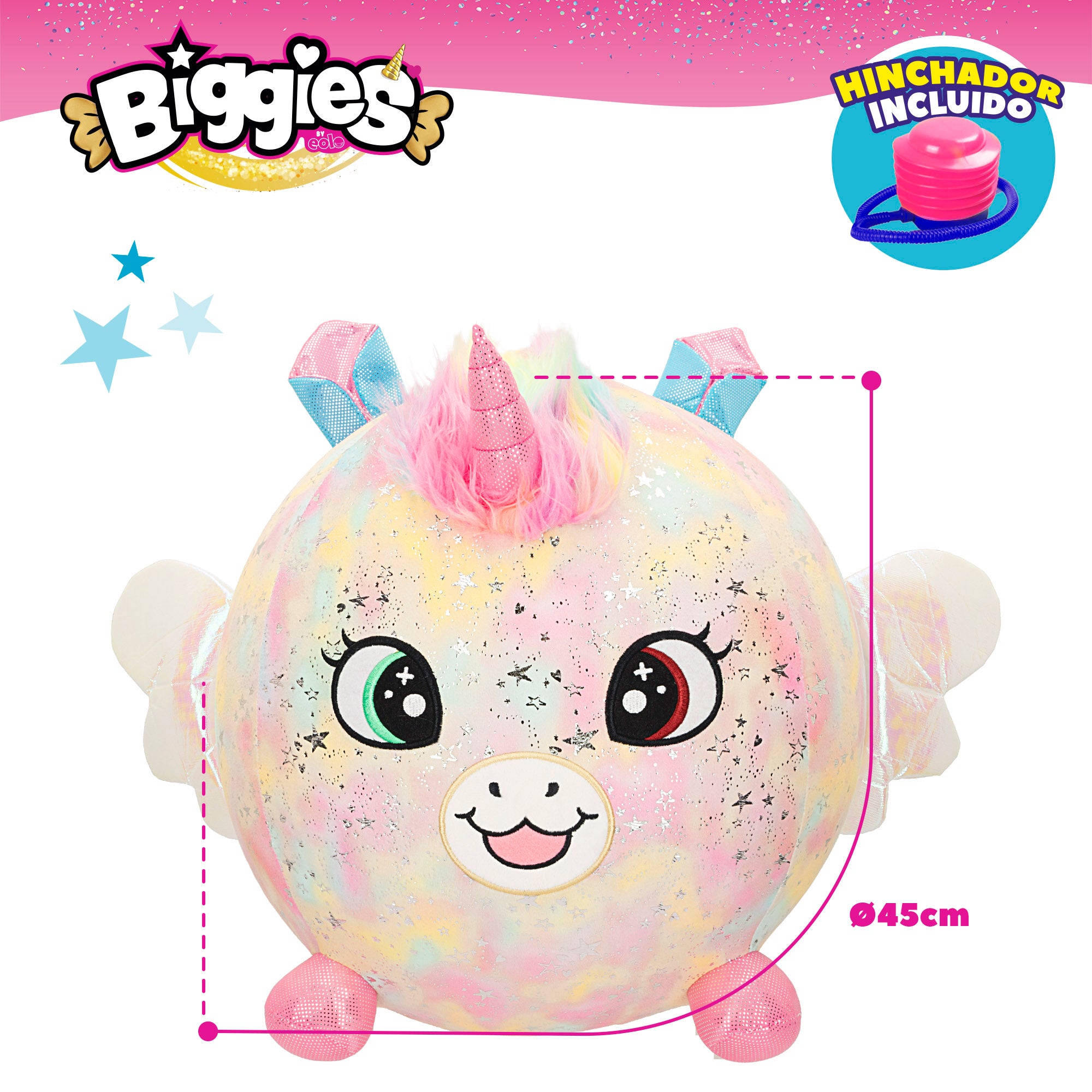 Unicórnio de peluche insuflável Biggies XXL Fantasia