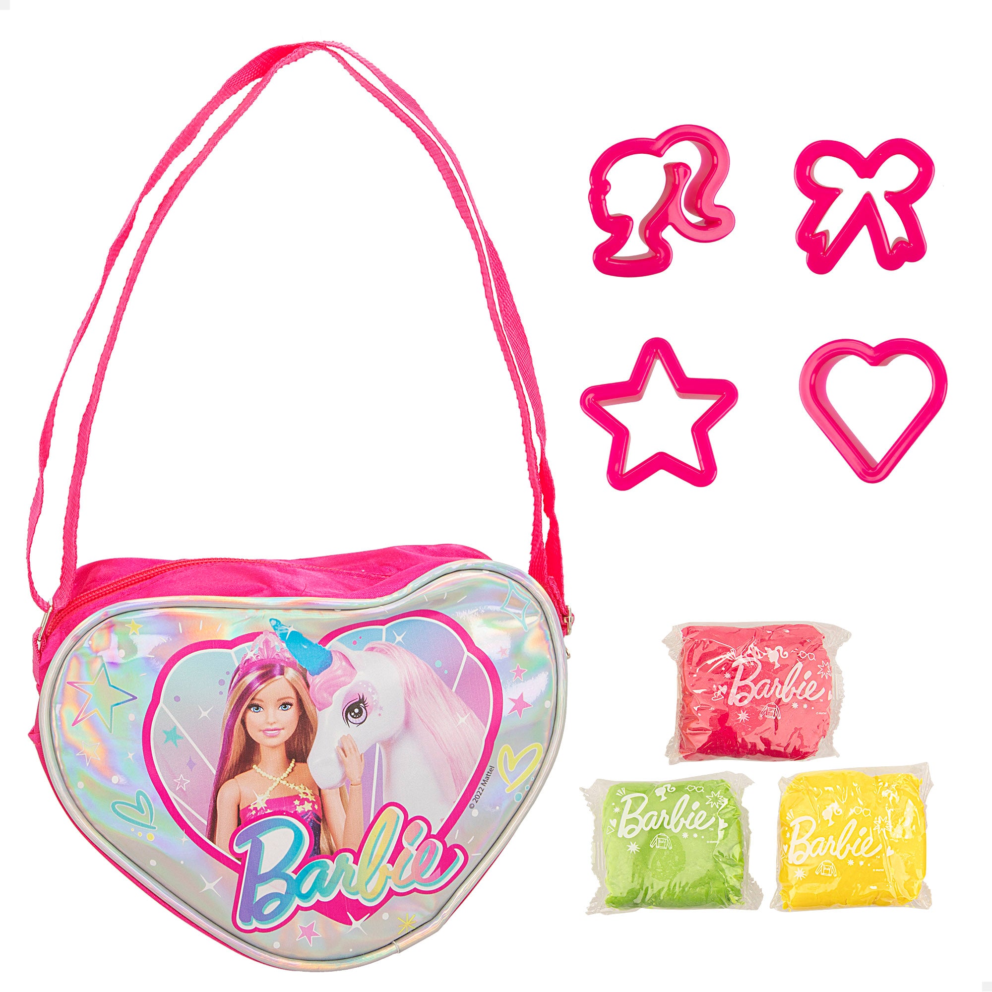 Bolsa Barbie Coração com Glitter, Plasticina Play-Doh e Moldes