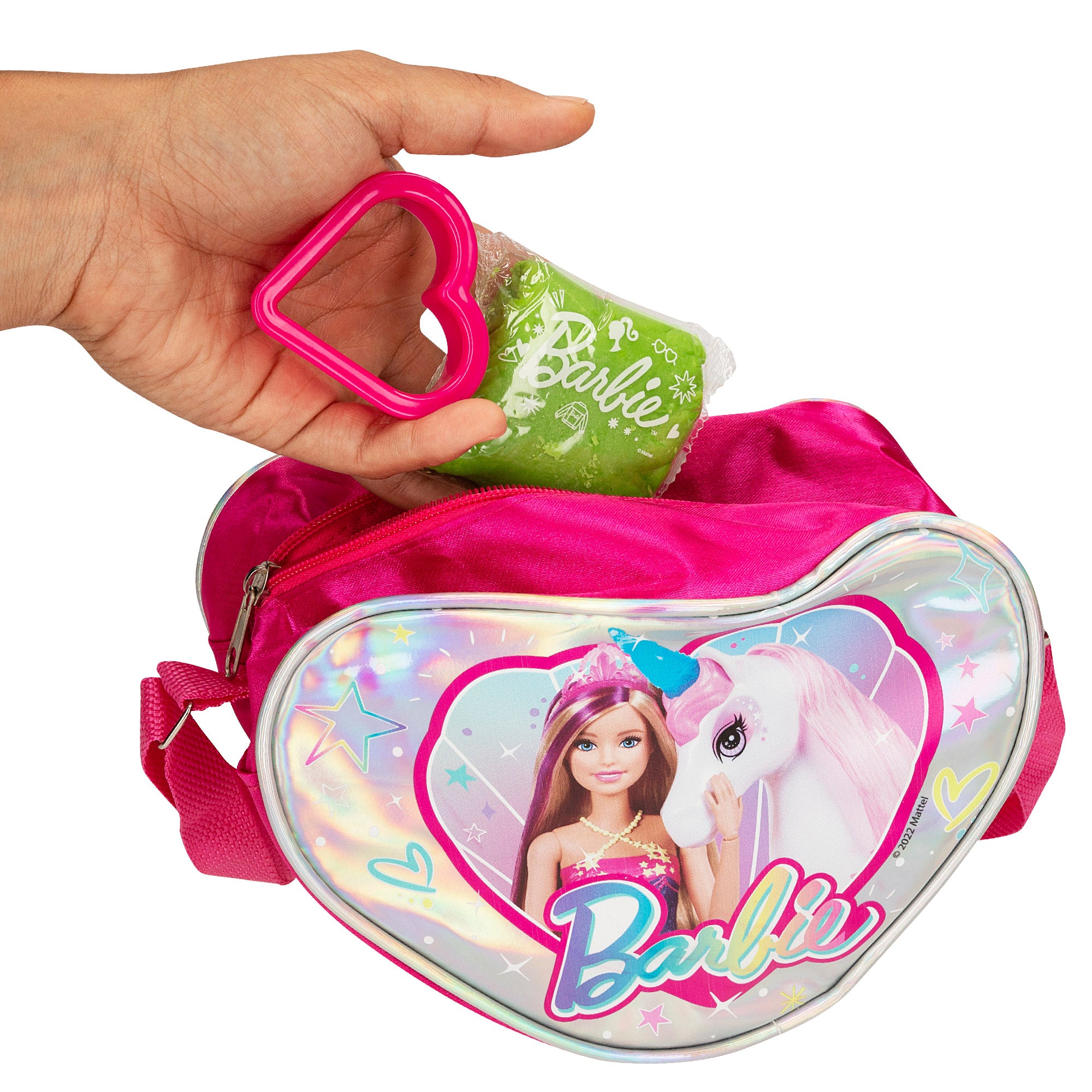Bolsa Barbie Coração com Glitter, Plasticina Play-Doh e Moldes