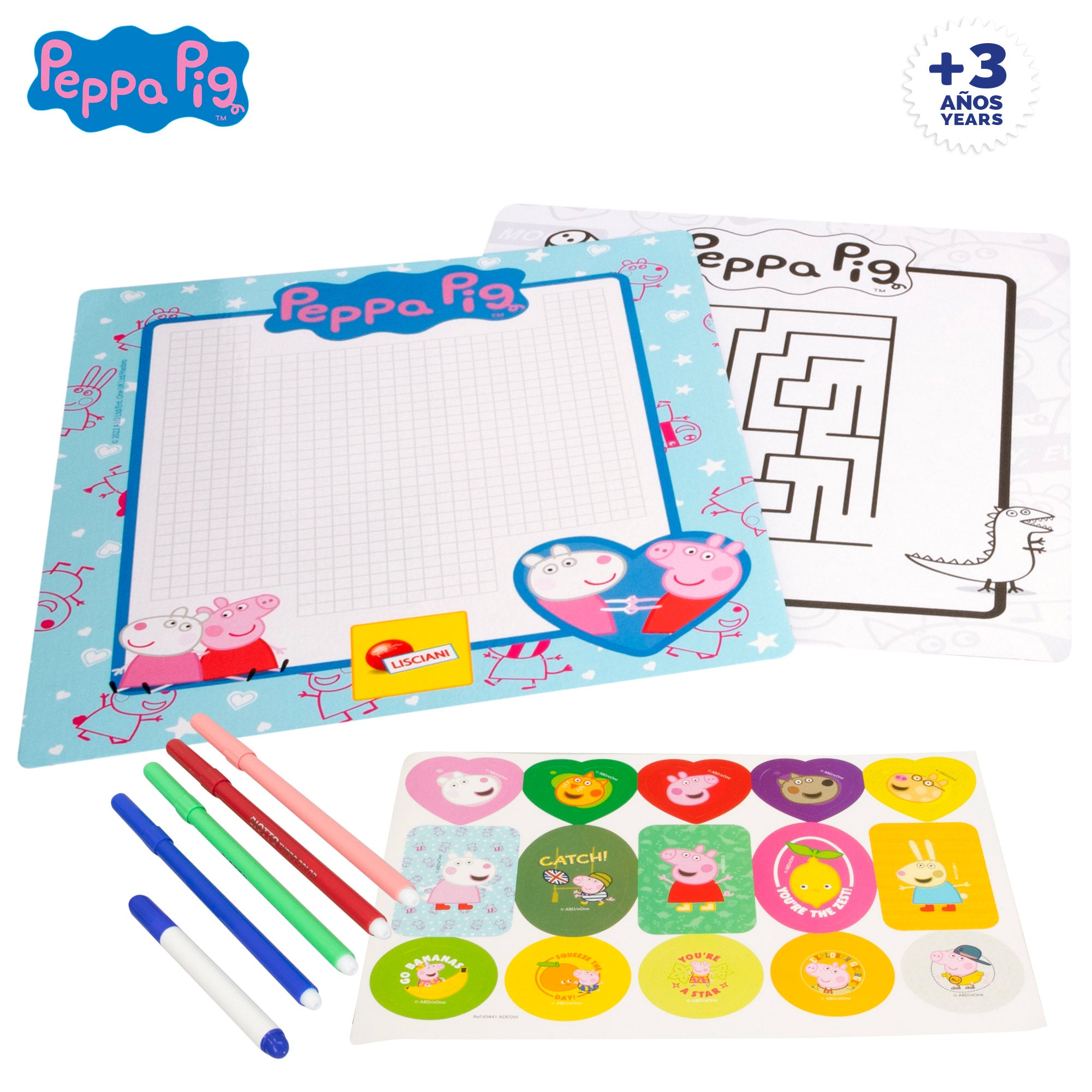 Mochila infantil da Peppa Pig com acessórios para brincar e colorir.