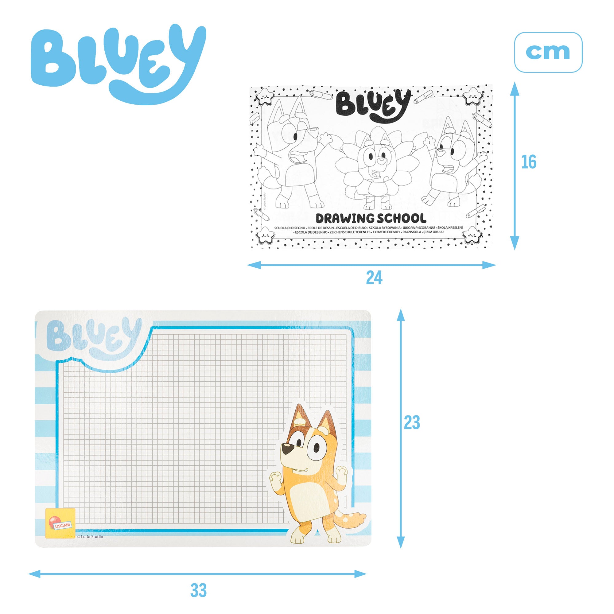 Escola de Desenho Bluey com personagens para colorir