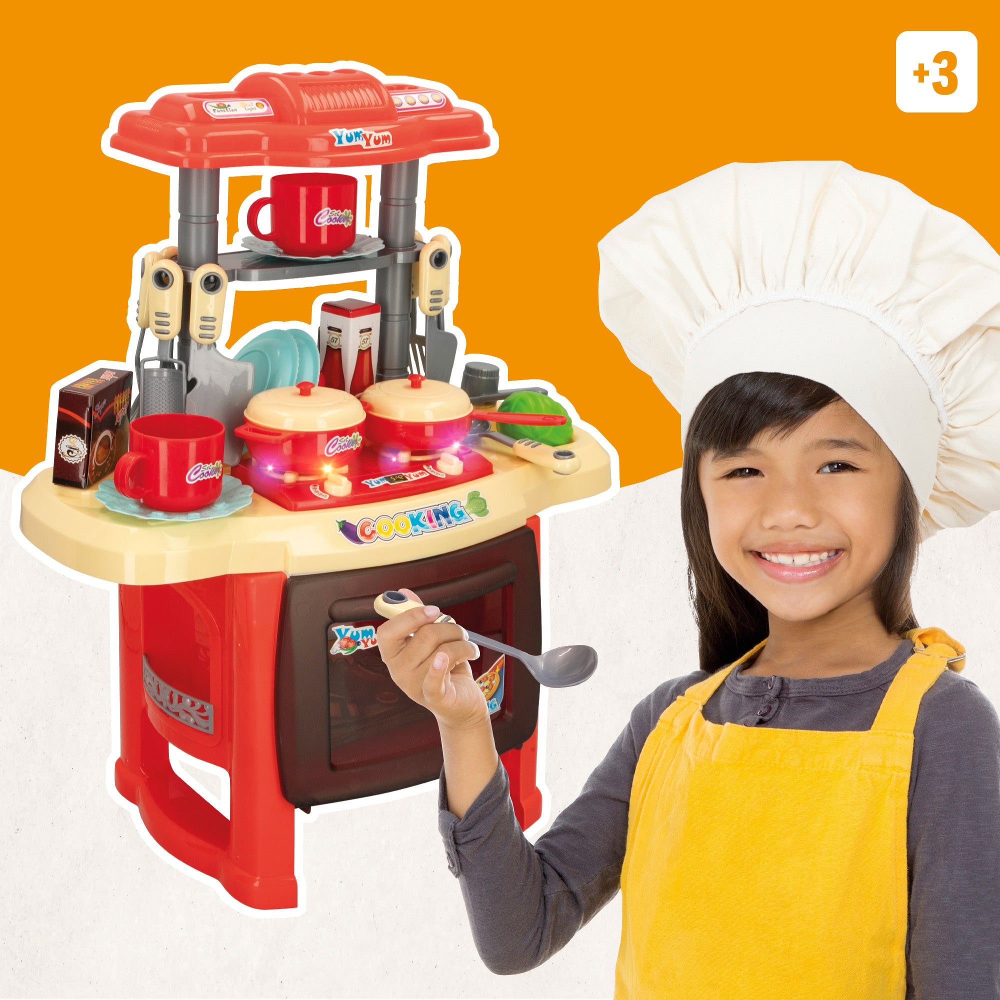 Mini Cozinha Elétrica My Colors com Luz e Som e 20 Acessórios
