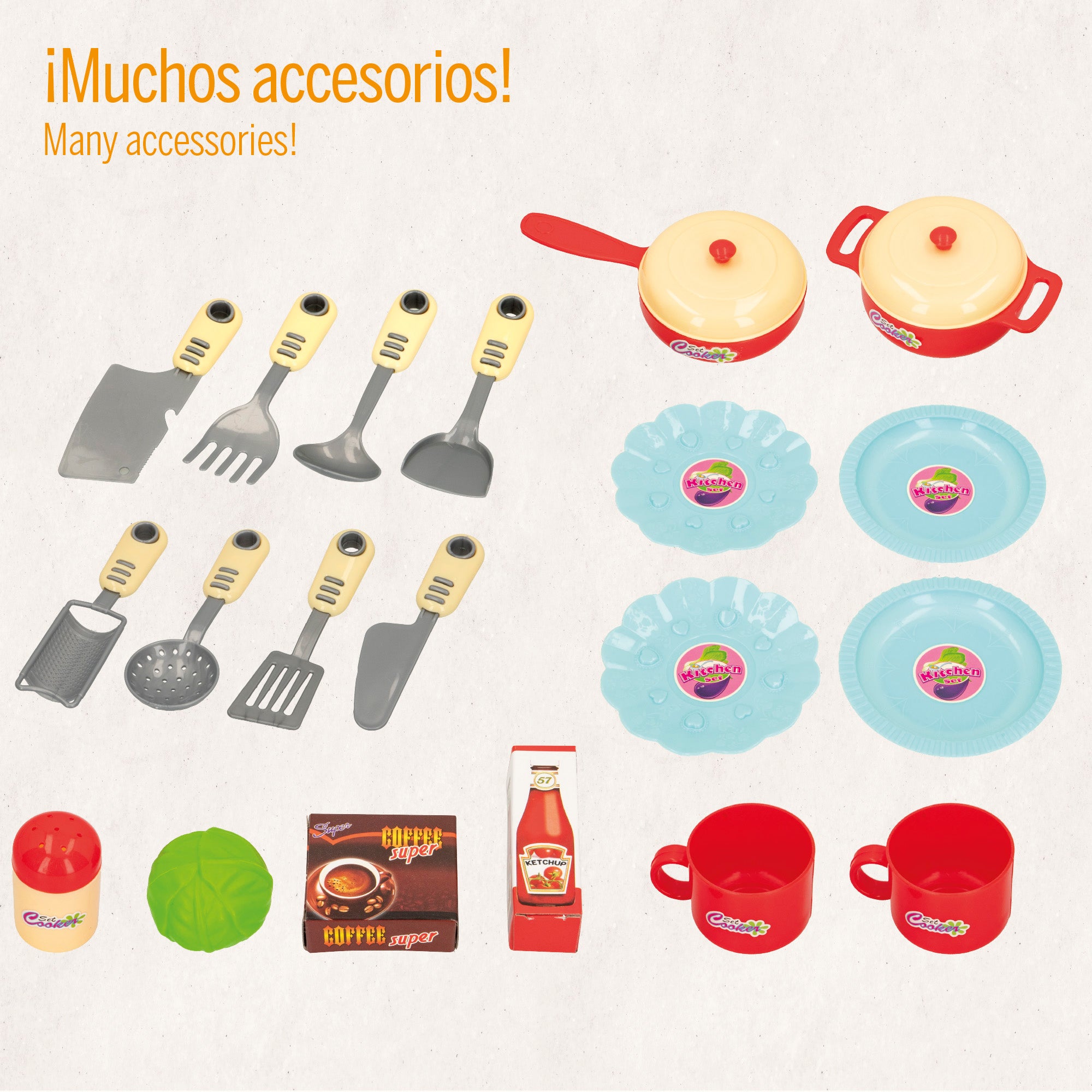 Mini Cozinha Elétrica My Colors com Luz e Som e 20 Acessórios