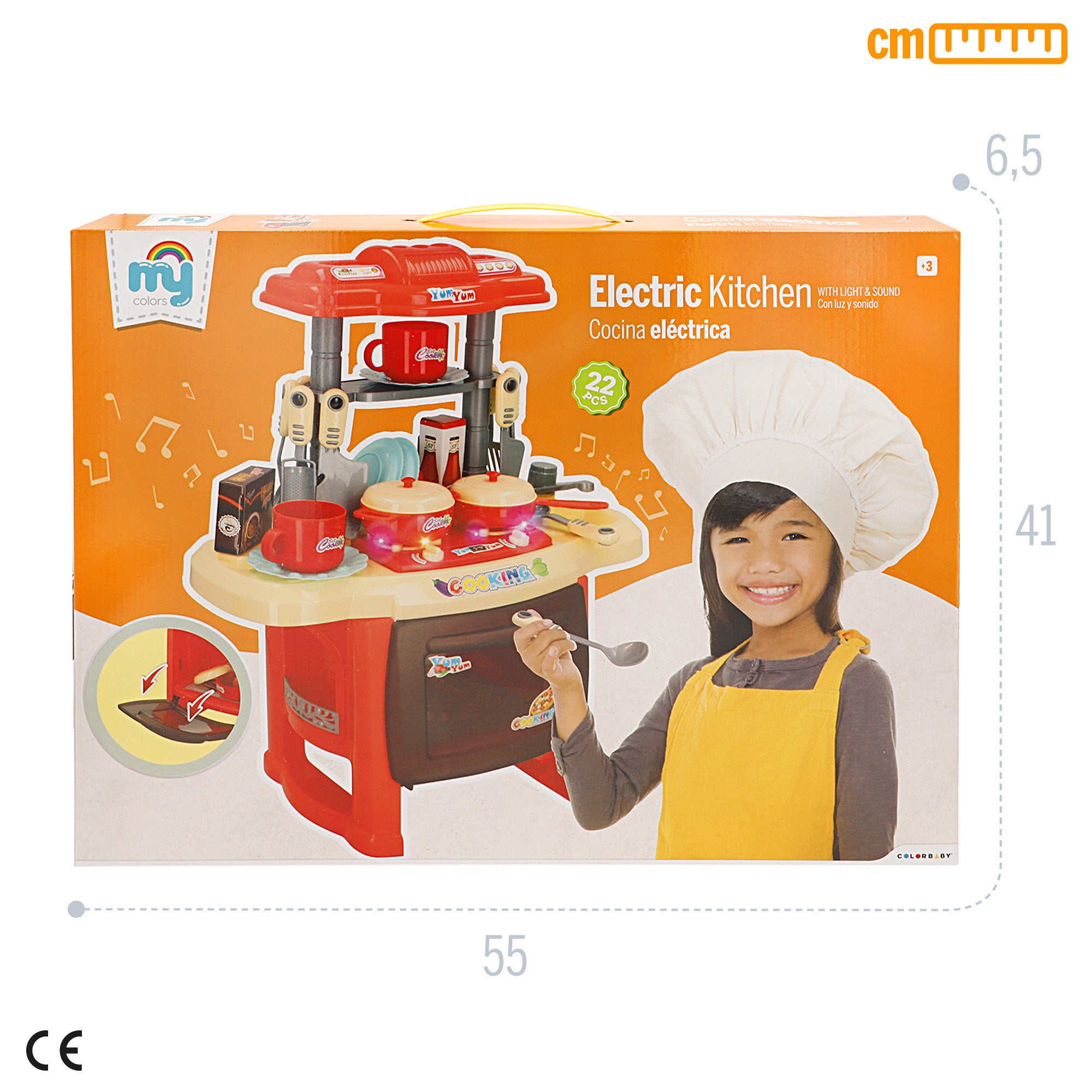 Mini Cozinha Elétrica My Colors com Luz e Som e 20 Acessórios