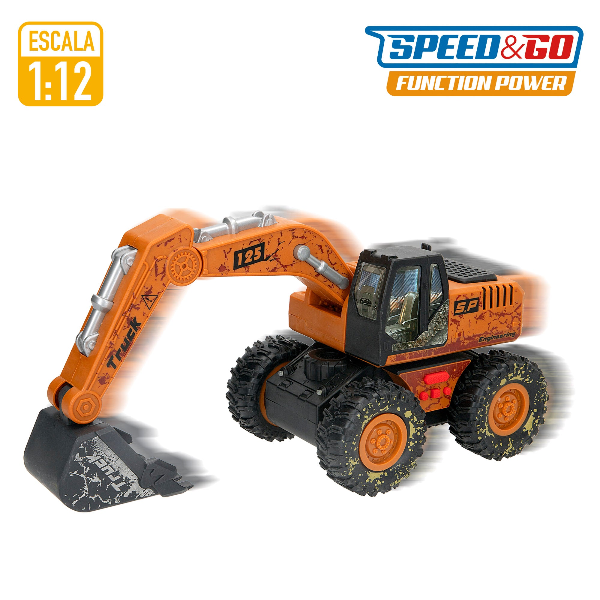 Escavadora de brincar de 26 cm com luz e som, modelo Speed&amp; Go.
