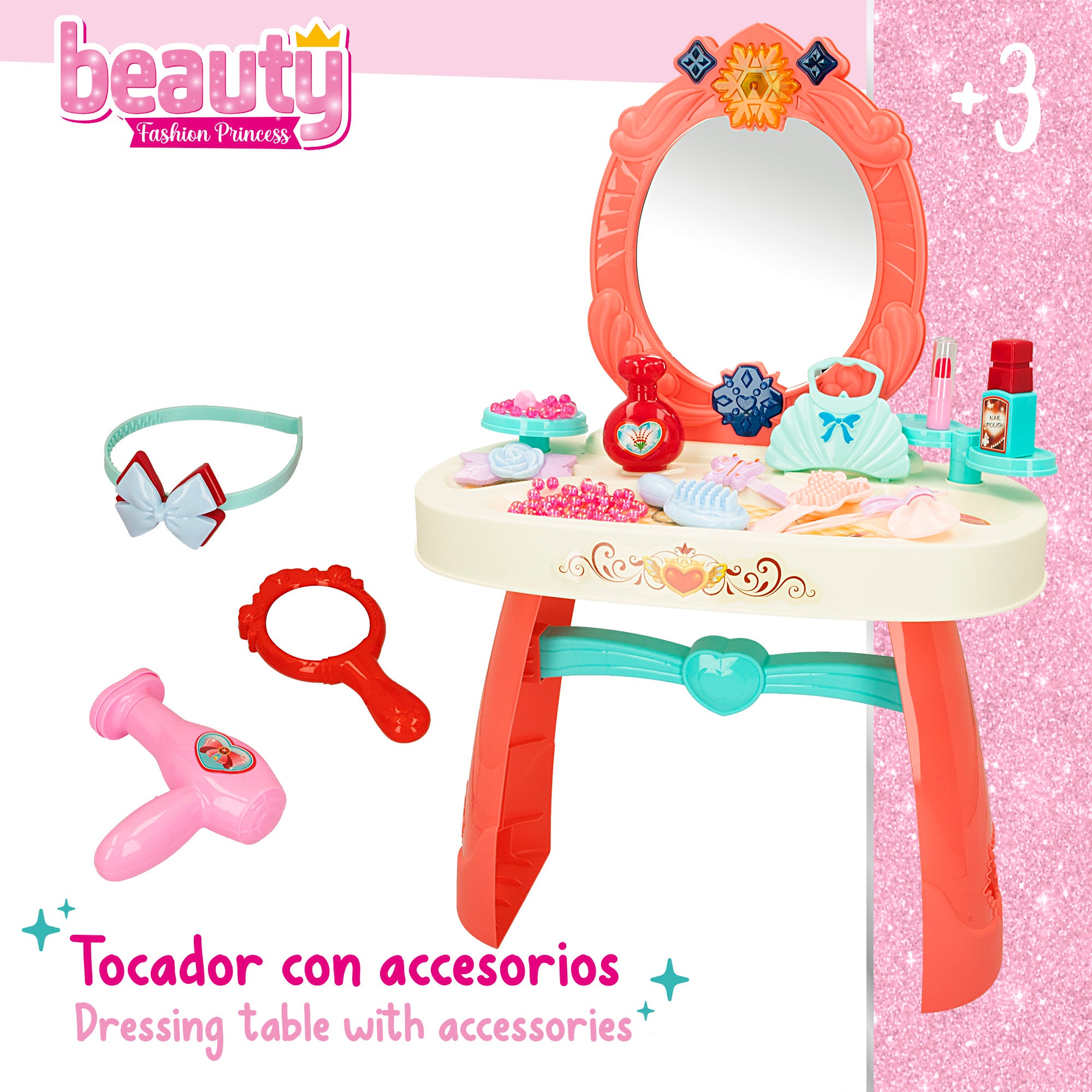 Toucador infantil com acessórios, luz e som - Beleza, Moda e Princesa