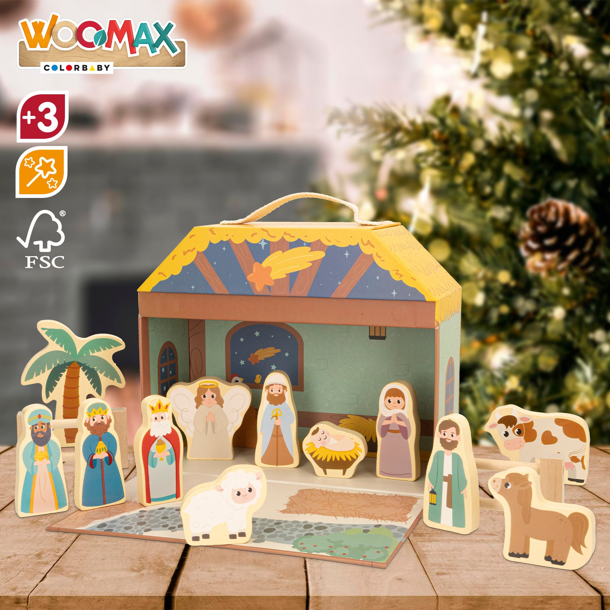 Presépio de madeira WOOMAX, 15 peças