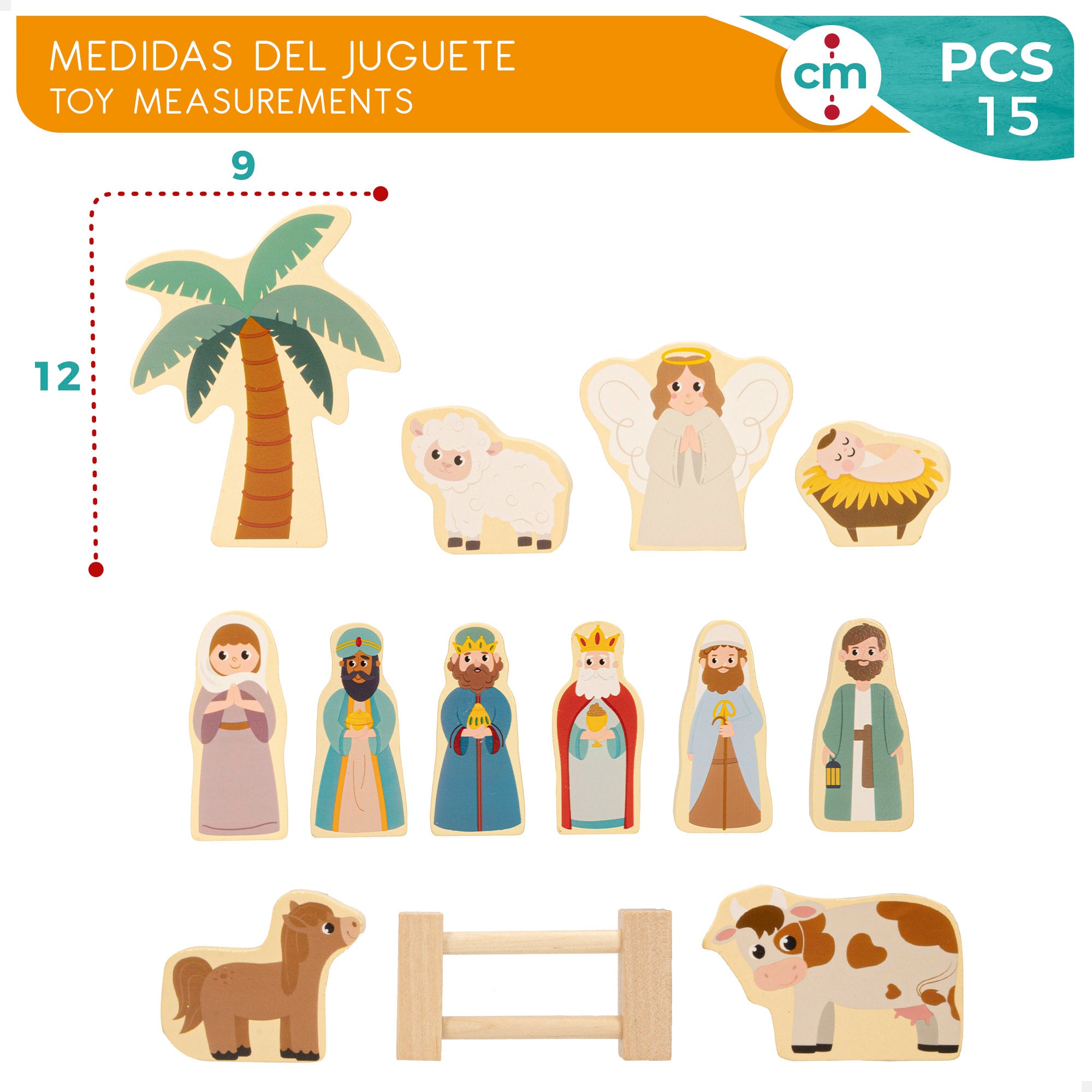 Presépio de madeira WOOMAX, 15 peças