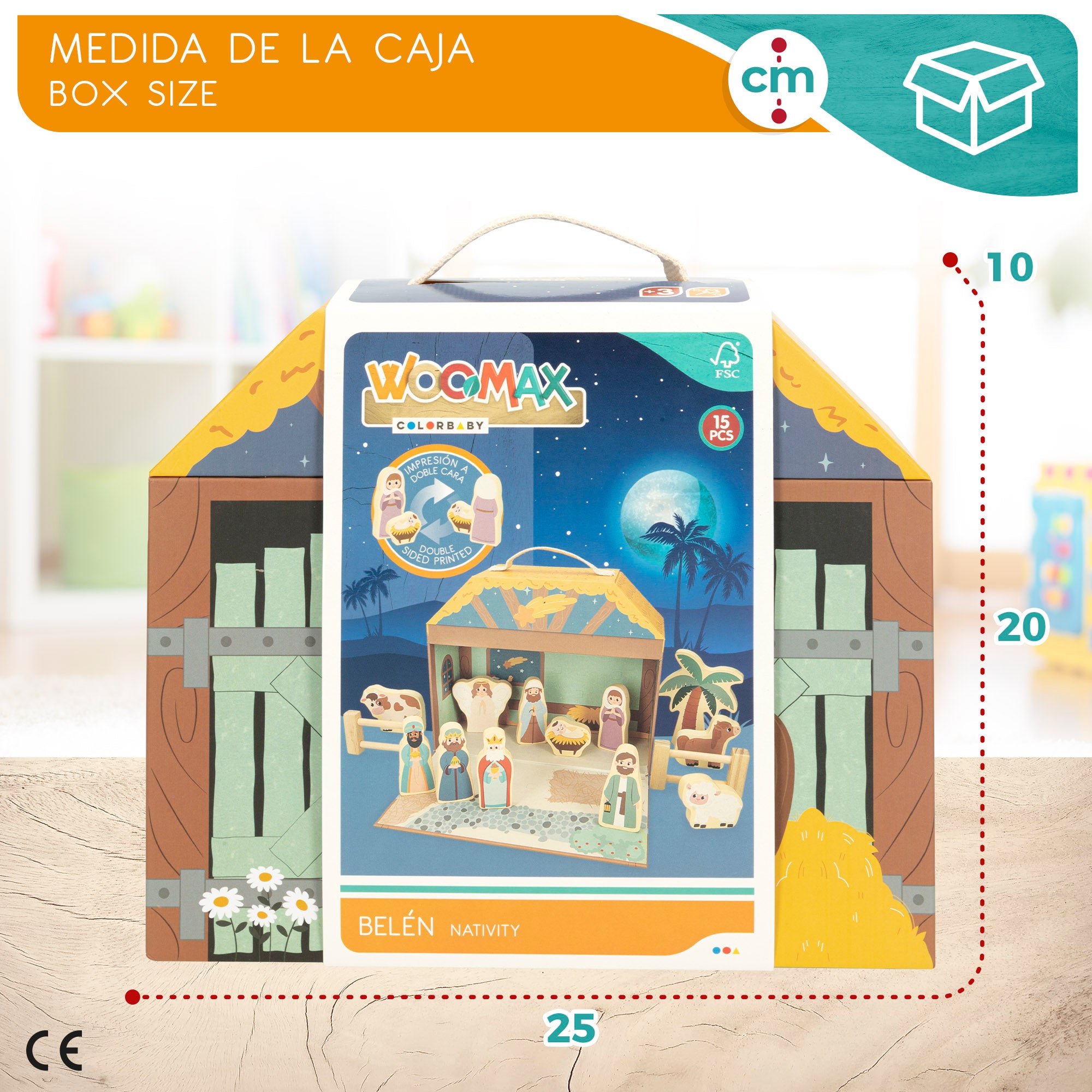 Presépio de madeira WOOMAX, 15 peças