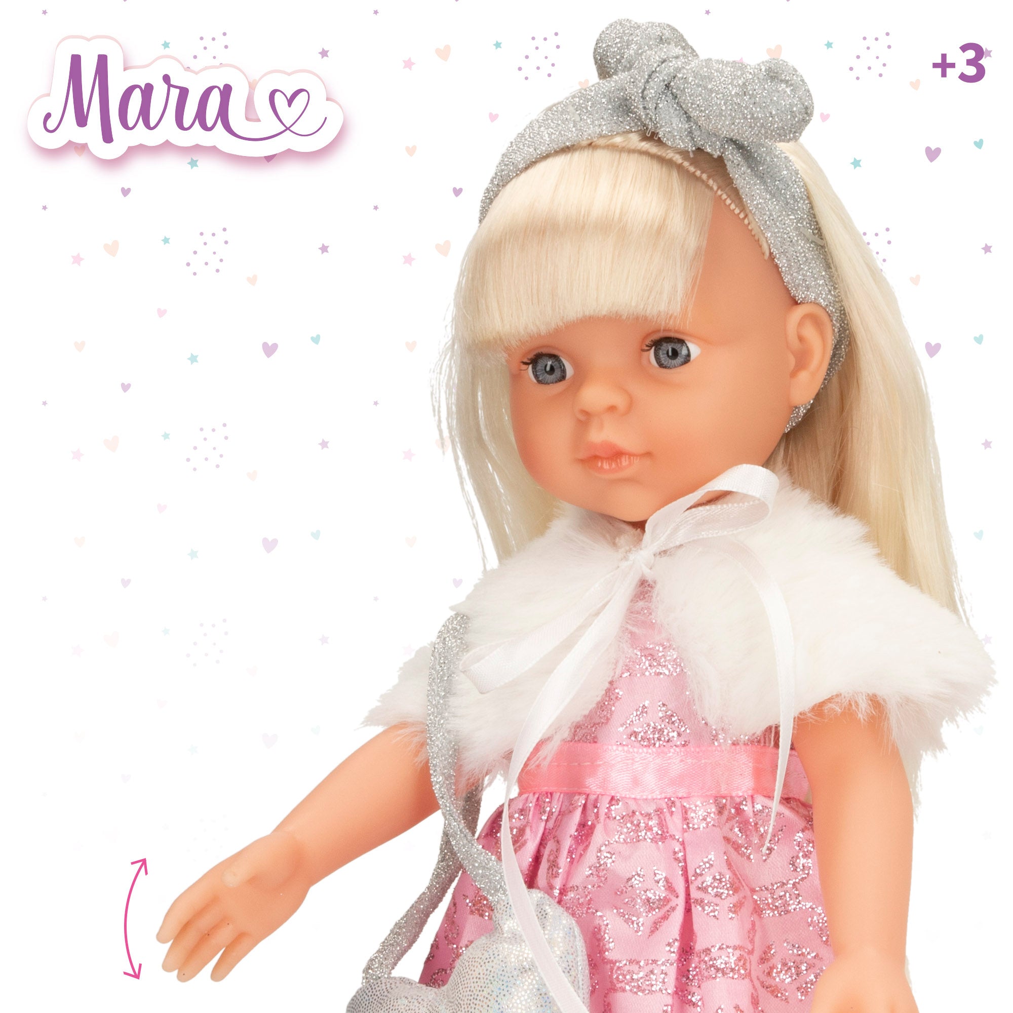 Boneca Mara de 32 cm com pente e acessórios
