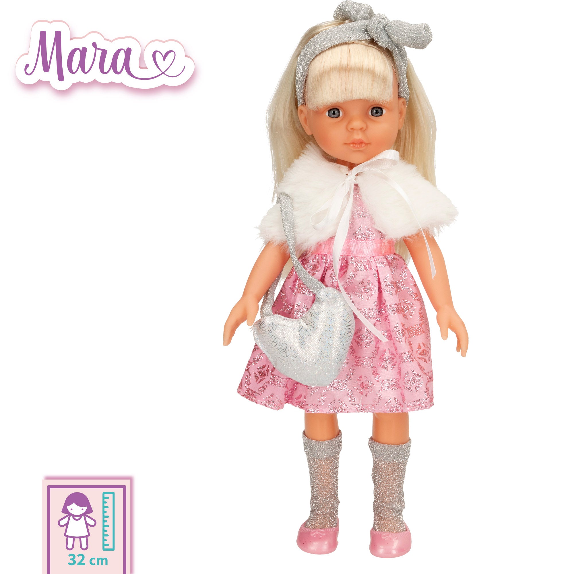 Boneca Mara de 32 cm com pente e acessórios