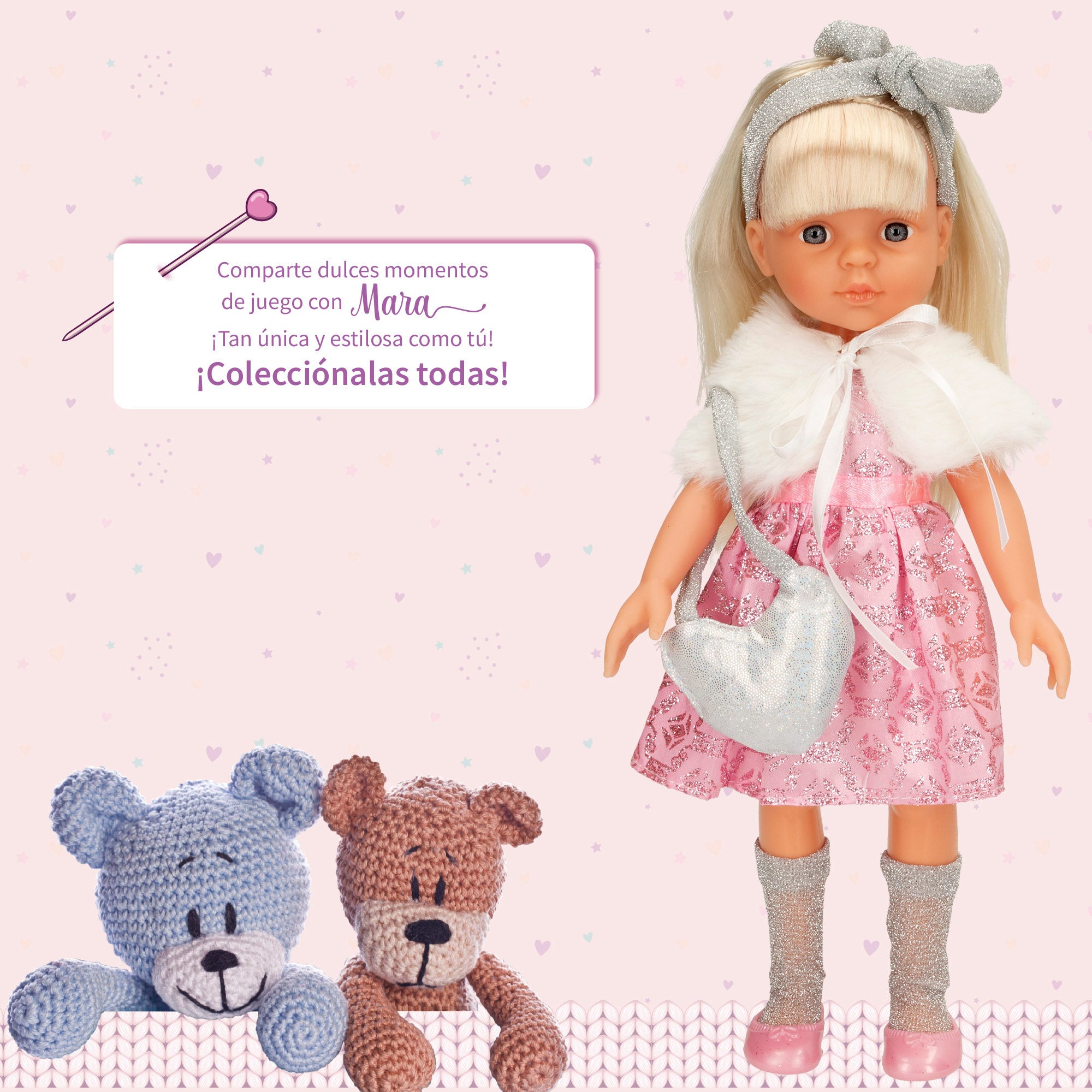 Boneca Mara de 32 cm com pente e acessórios