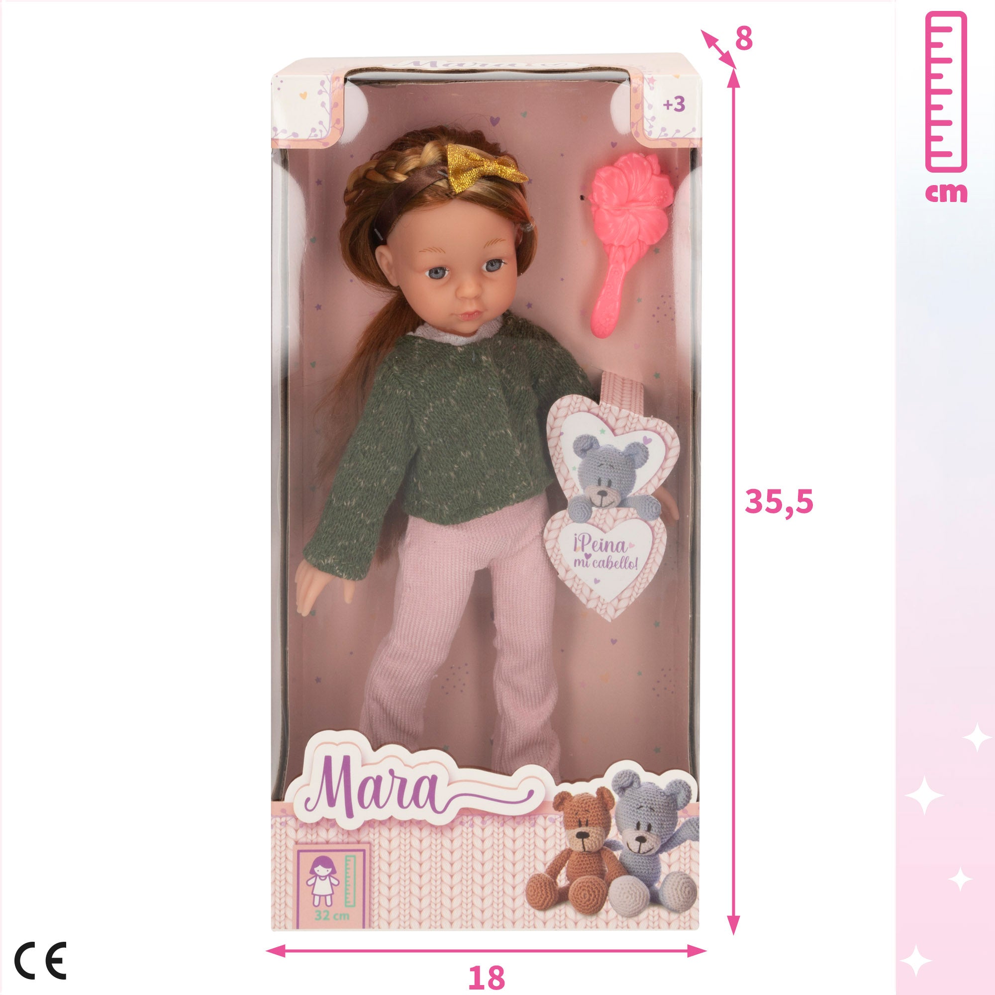 Boneca Mara de 32 cm com pente
