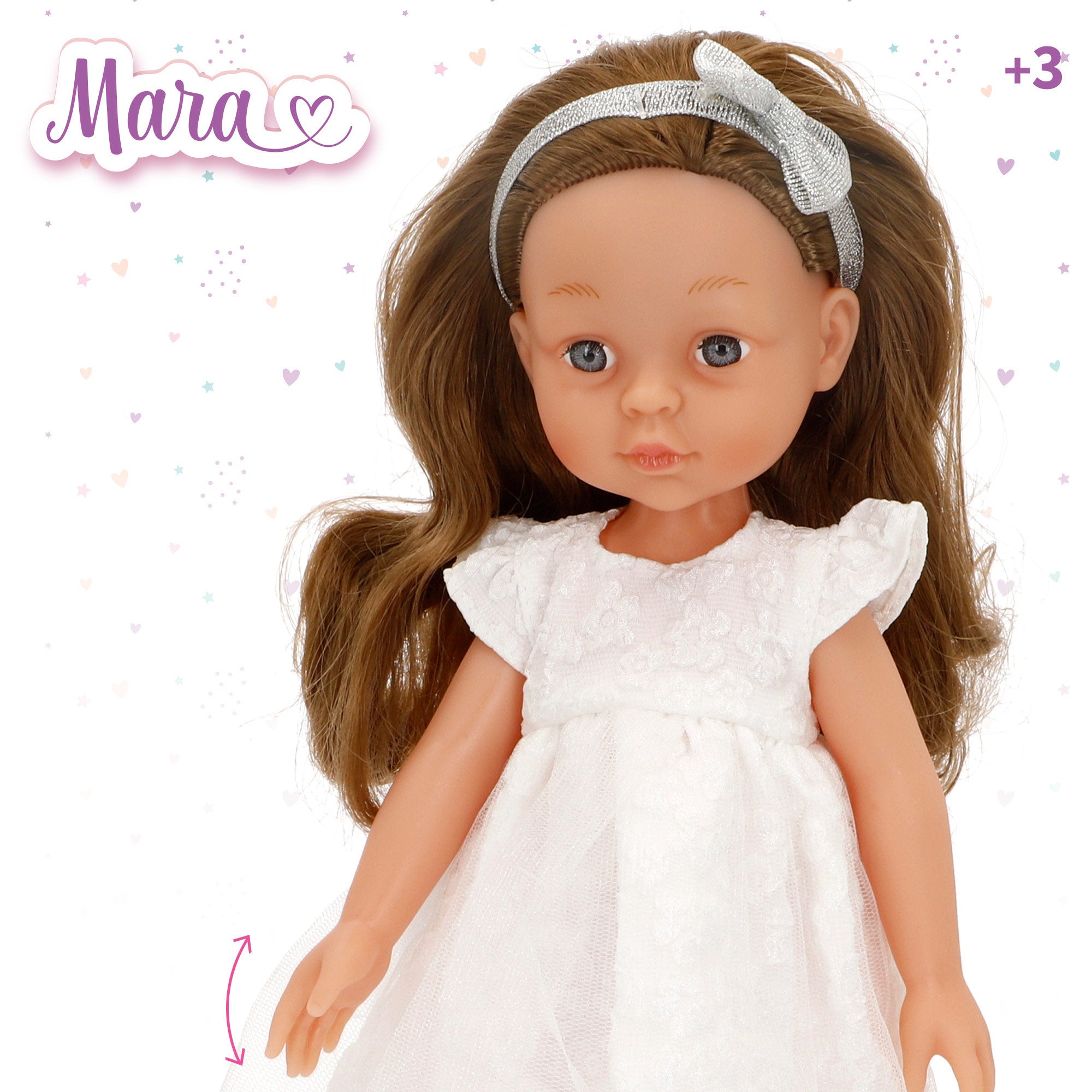 Boneca de festa Mara de 32 cm com pente