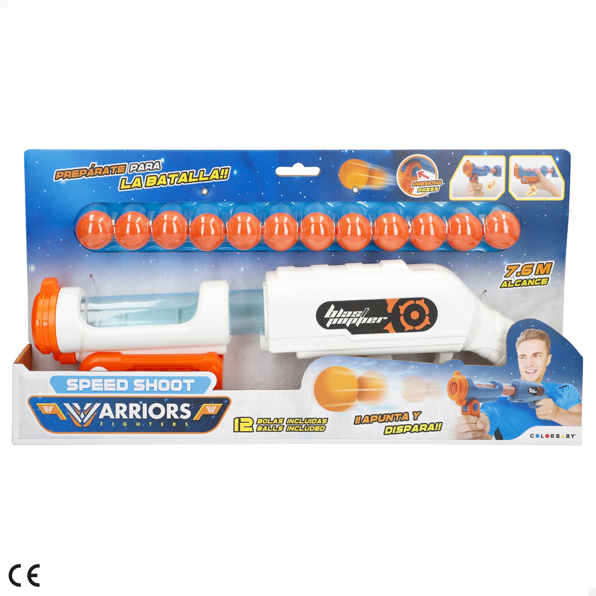 Pistola de brincar com 12 bolas de espuma Speed ​​​​Shoot Warriors