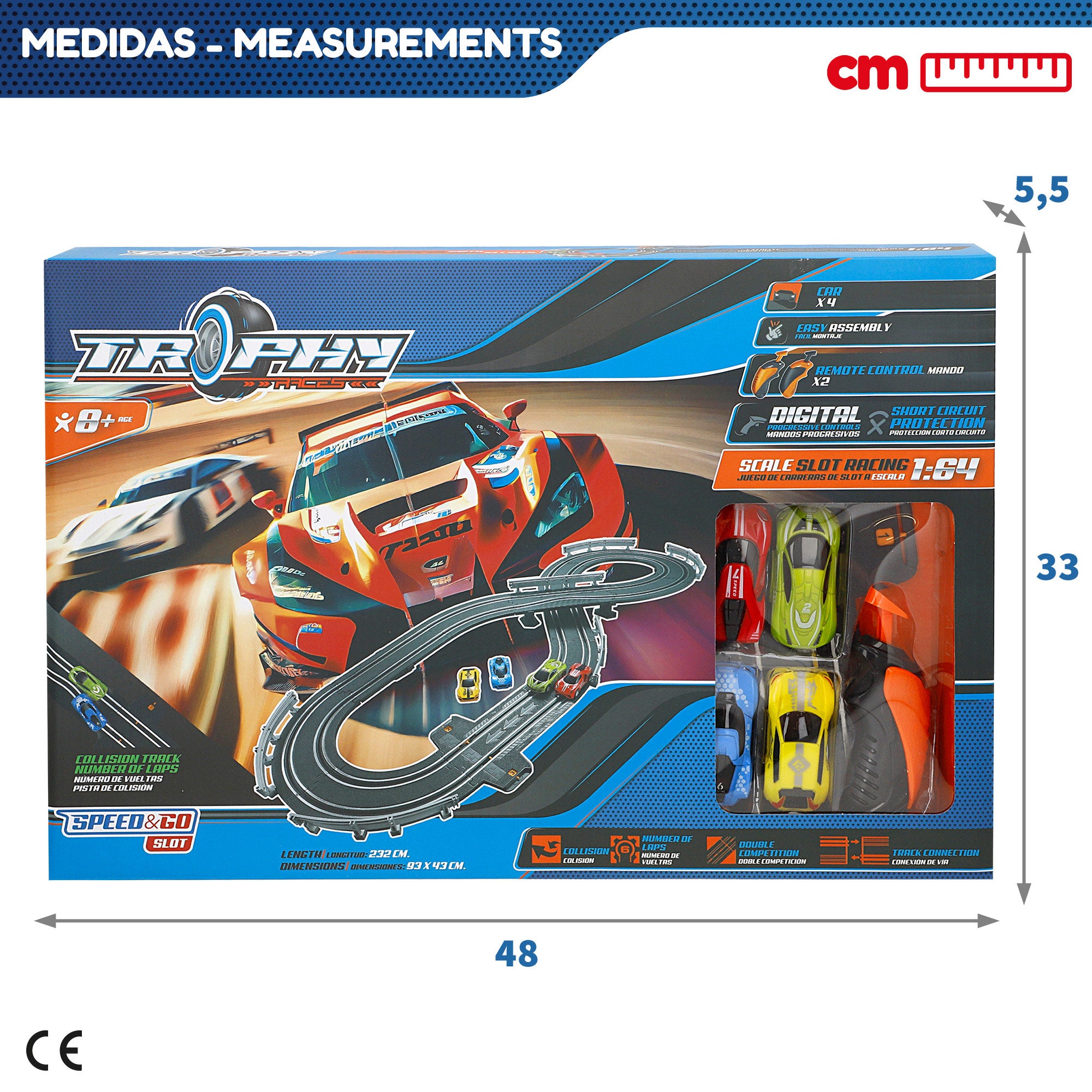 Pista de corrida magnética com 2 carros e 2 controladores Speed&amp; Go progressivos.