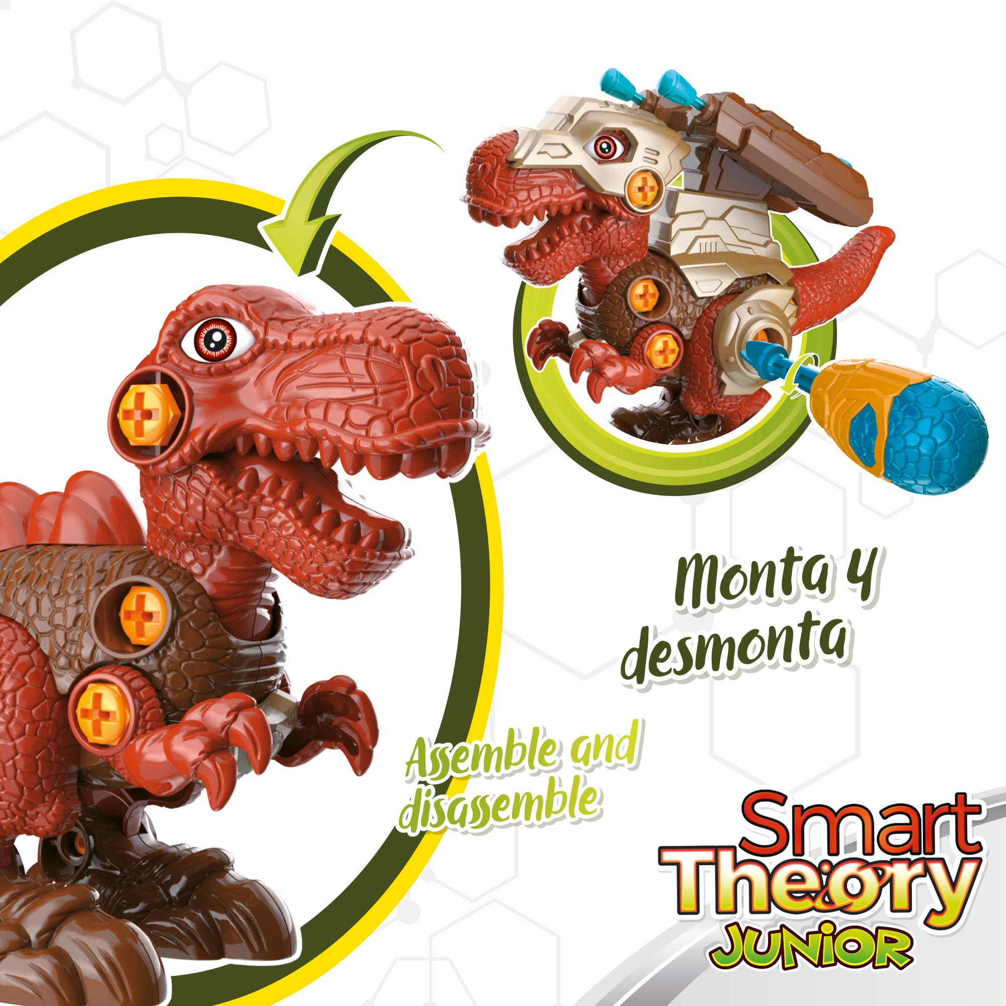 Dinossauros mecânicos 2 em 1 para montar (faça você mesmo) - Smart Theory