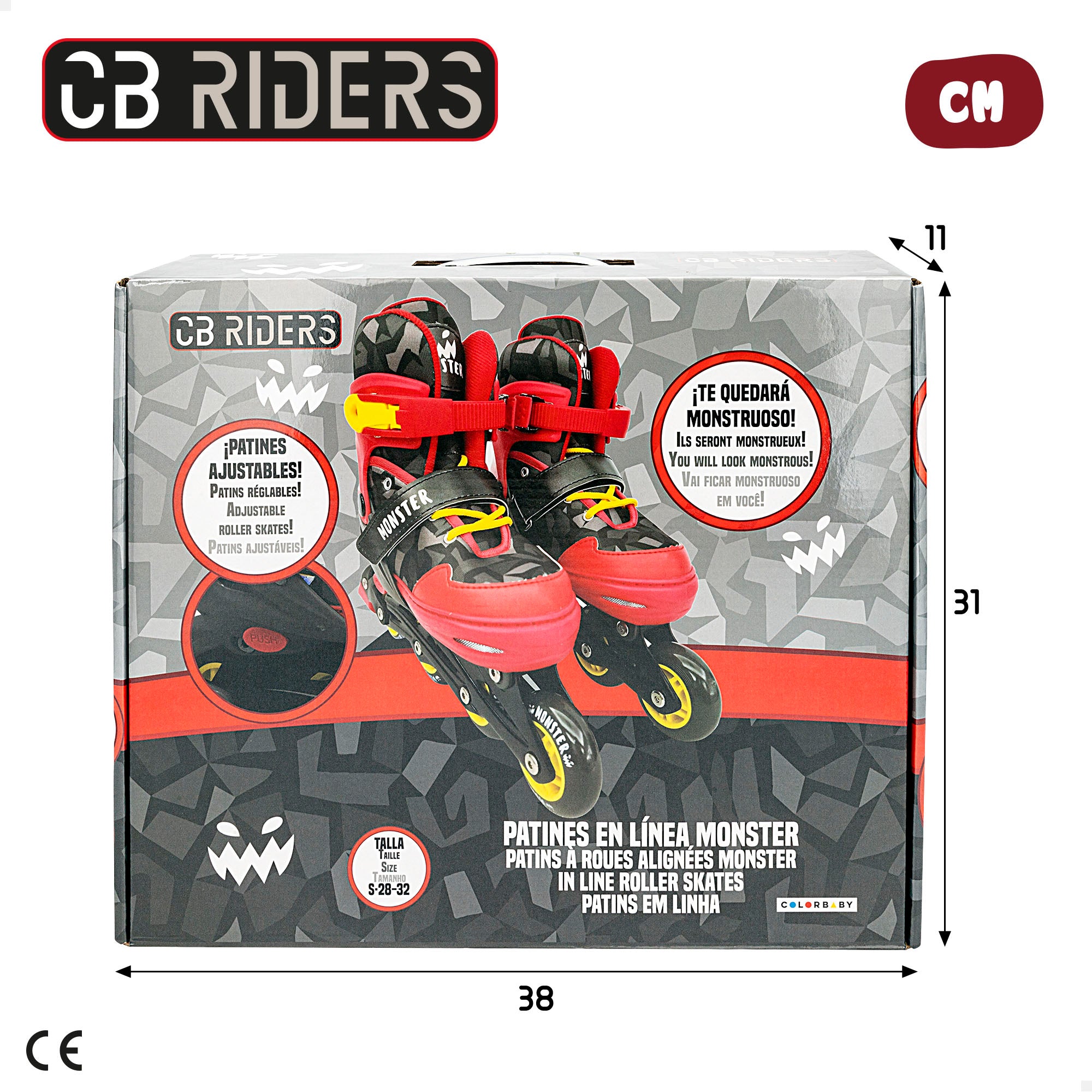 Patins em linha Monster CB Riders, peso máximo de 30 kg