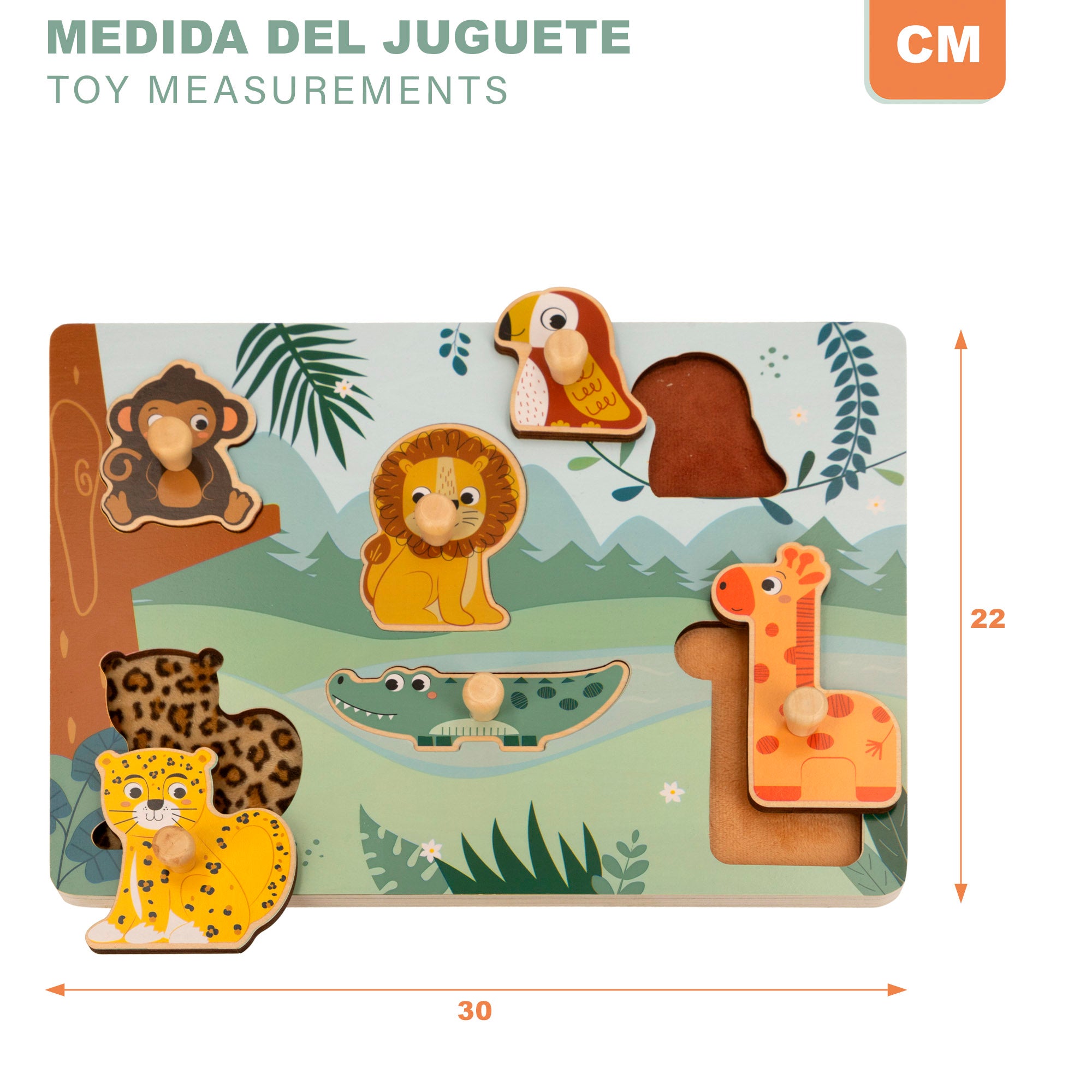 WOOMAX Zookabee Puzzle em madeira com animais e texturas