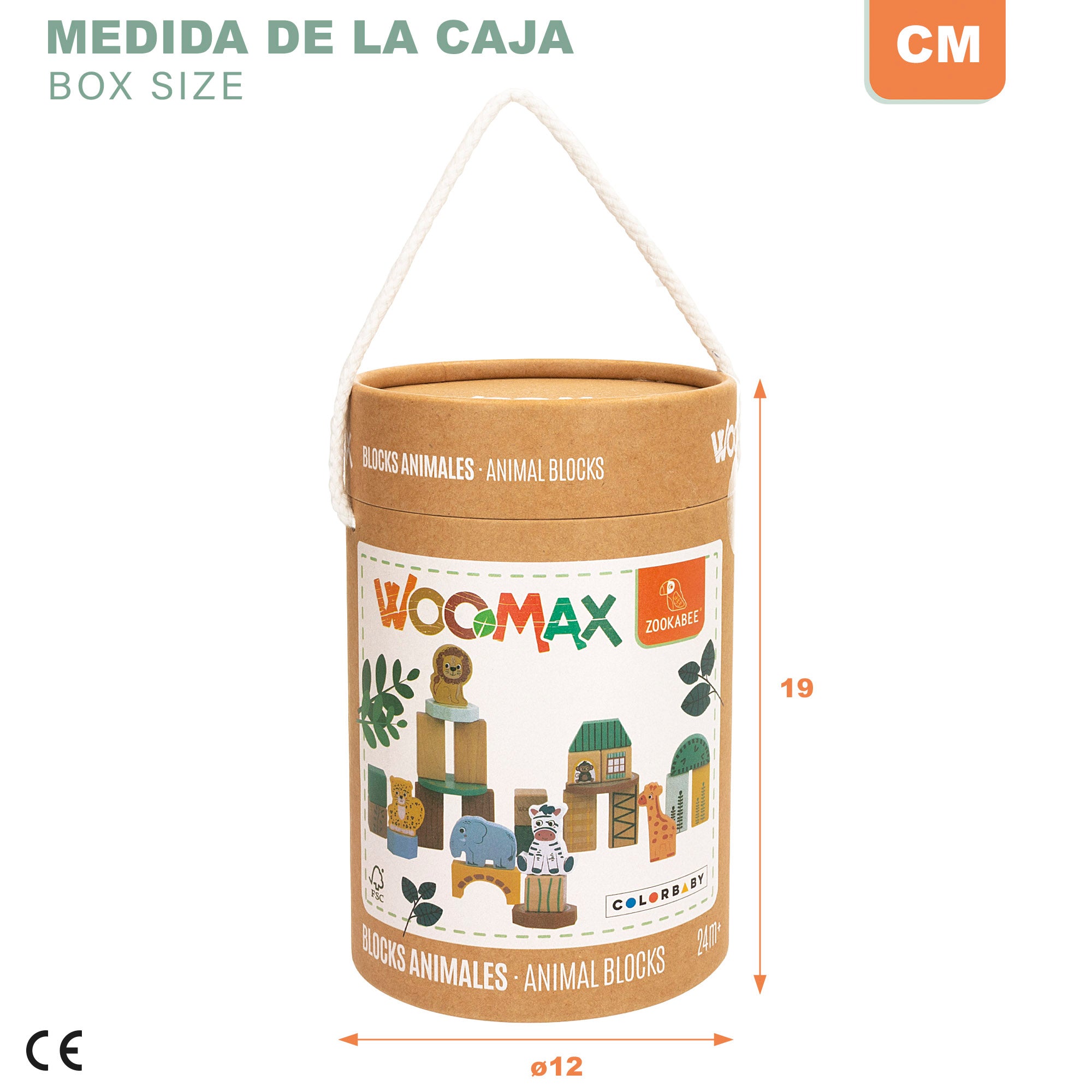 Conjunto de Blocos de Madeira WOOMAX Zookabee Animais da Selva - 28 Peças