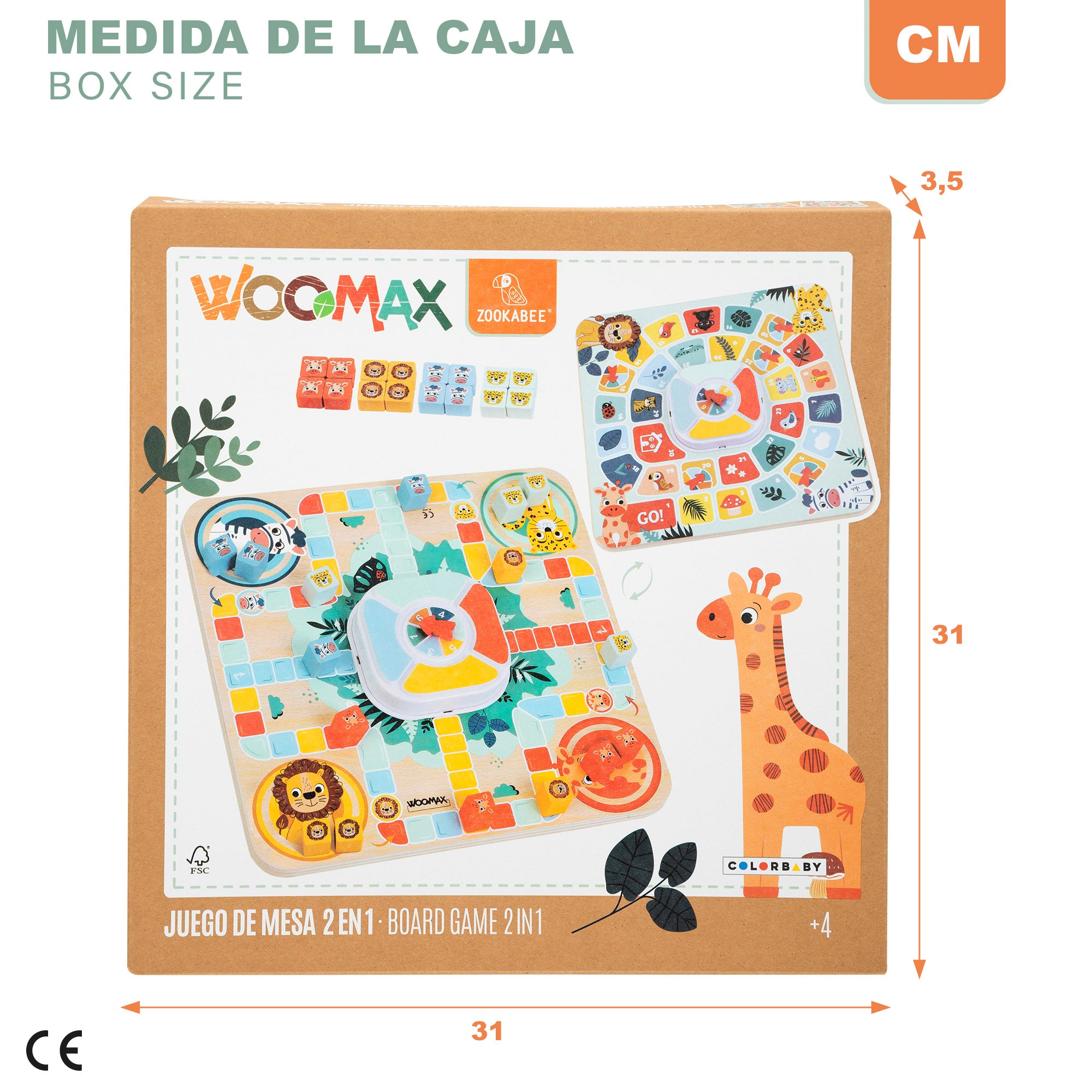 Jogo de Ludo e Ganso de Madeira WOOMAX Zookabee com Animais da Selva