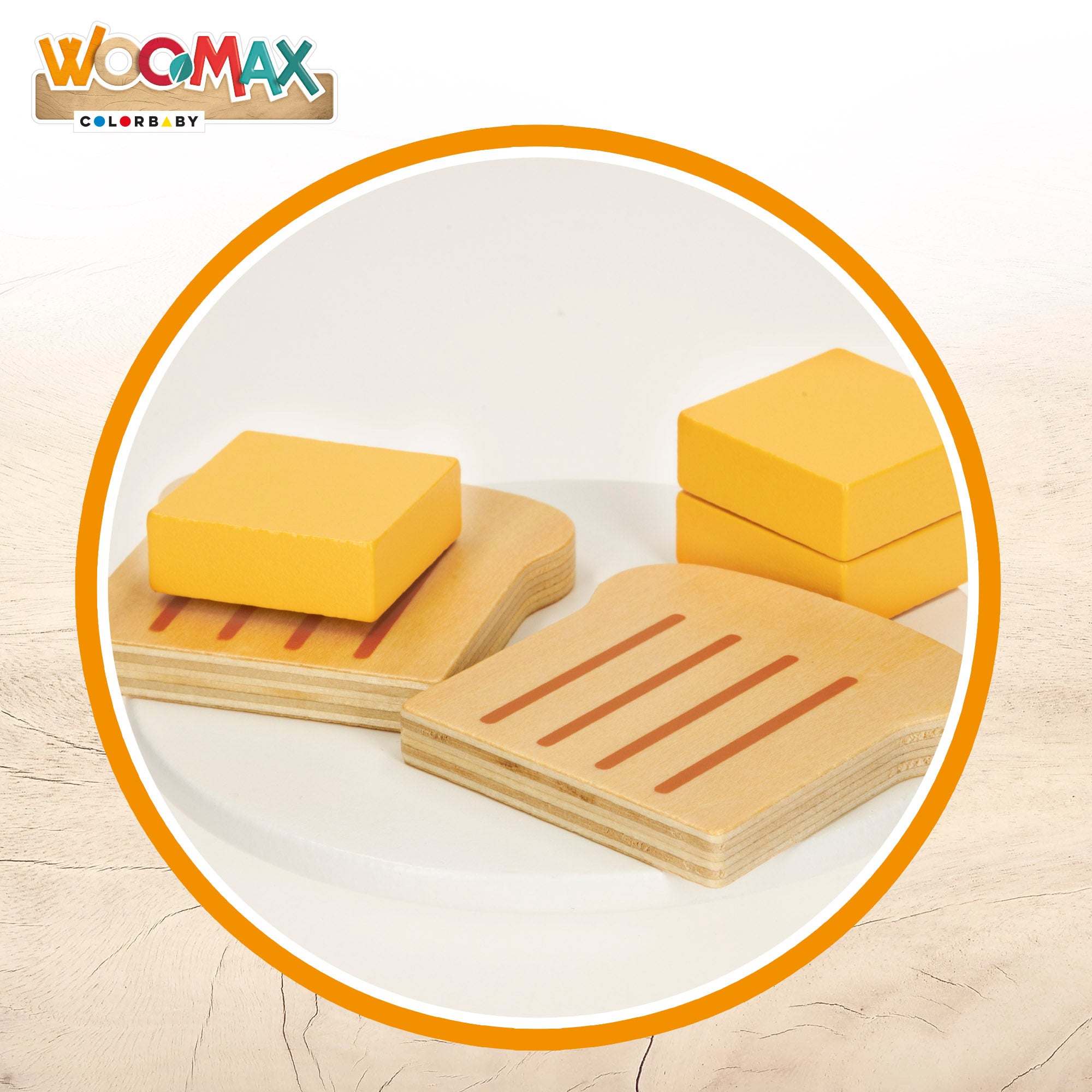 Torradeira de madeira para brinquedo WOOMAX com 8 acessórios
