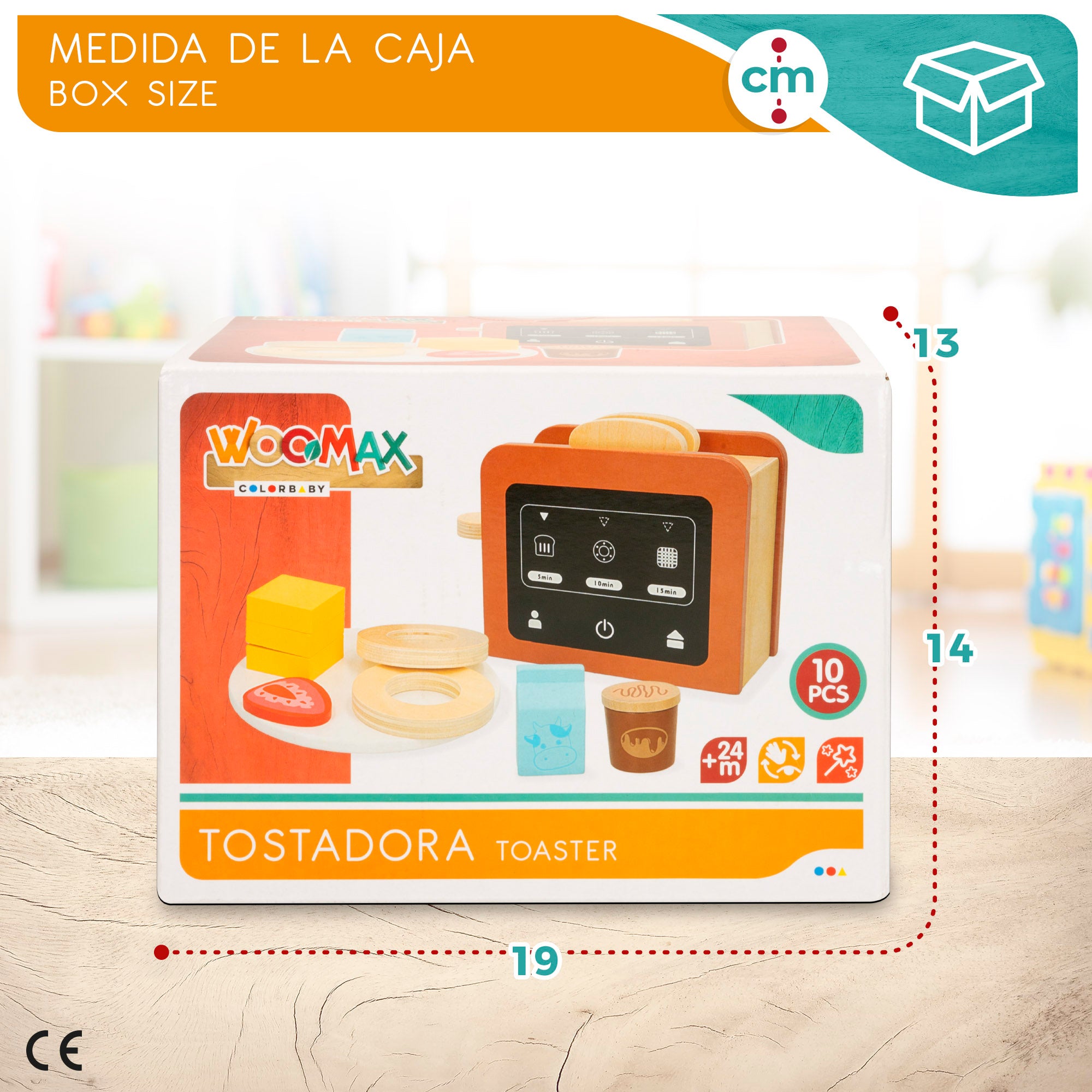 Torradeira de madeira para brinquedo WOOMAX com 8 acessórios