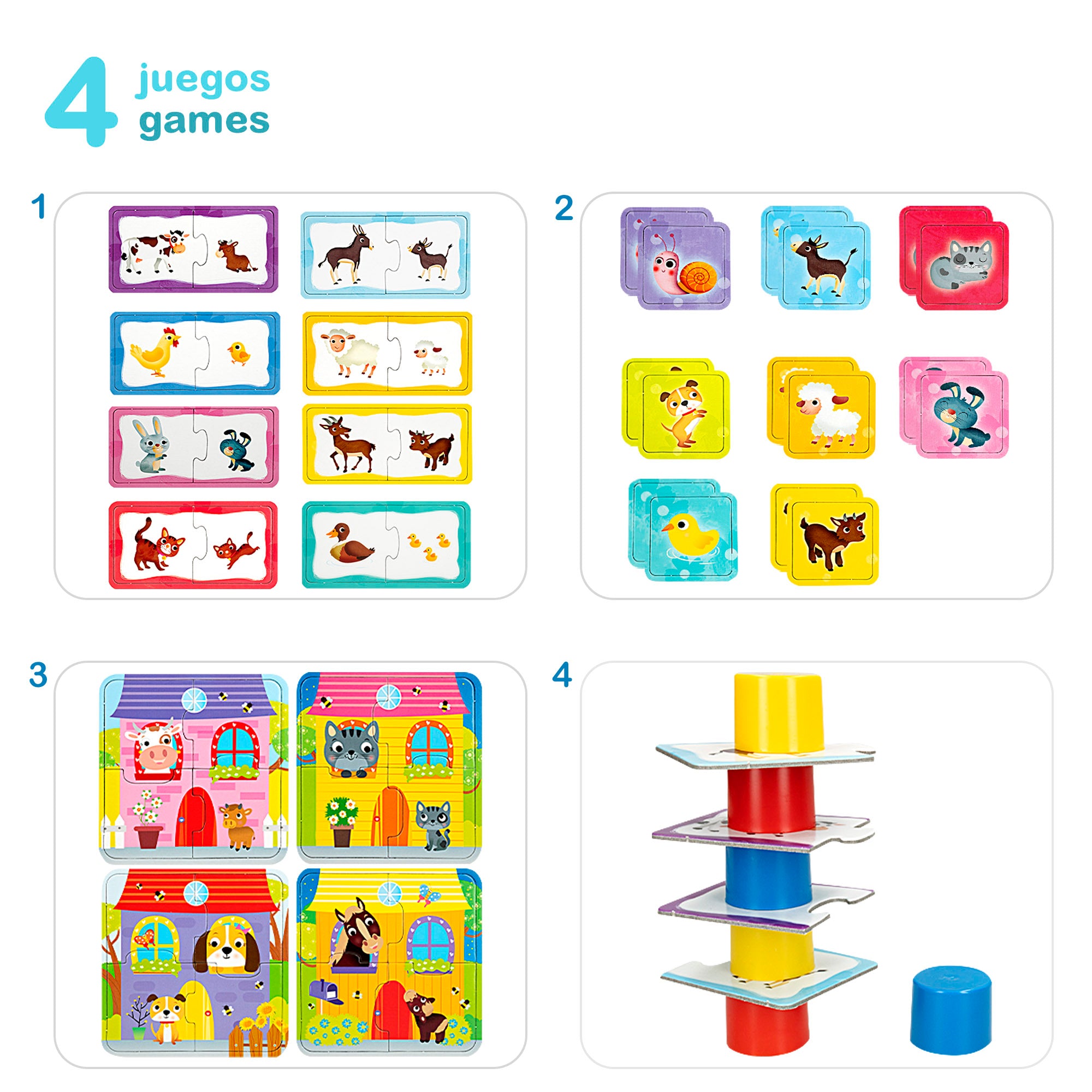 Lisciani 4-em-1 Jogos de Tabuleiro Carotina Baby