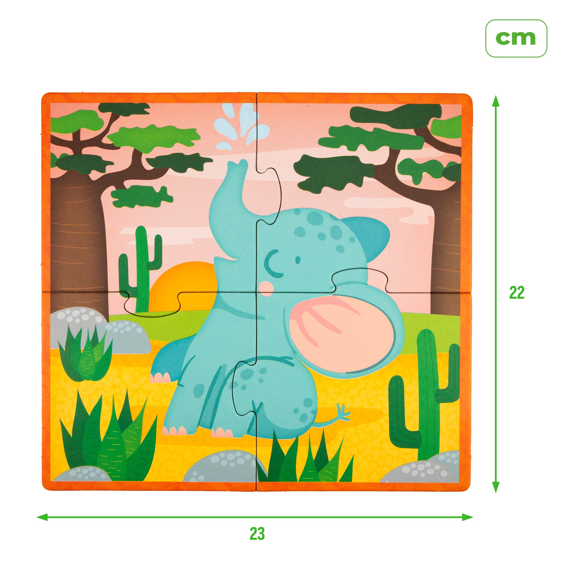 Puzzles Montessori Lisciani 6 Animais, 4 peças com 4 cubos de madeira